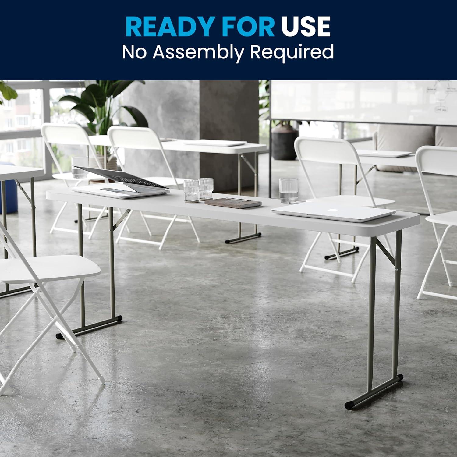 imageFlash Furniture Kathryn 6 Rectangular Plastic Folding Table Long Plastic Foldable Table for IndoorOutdoor Events BlackWhite