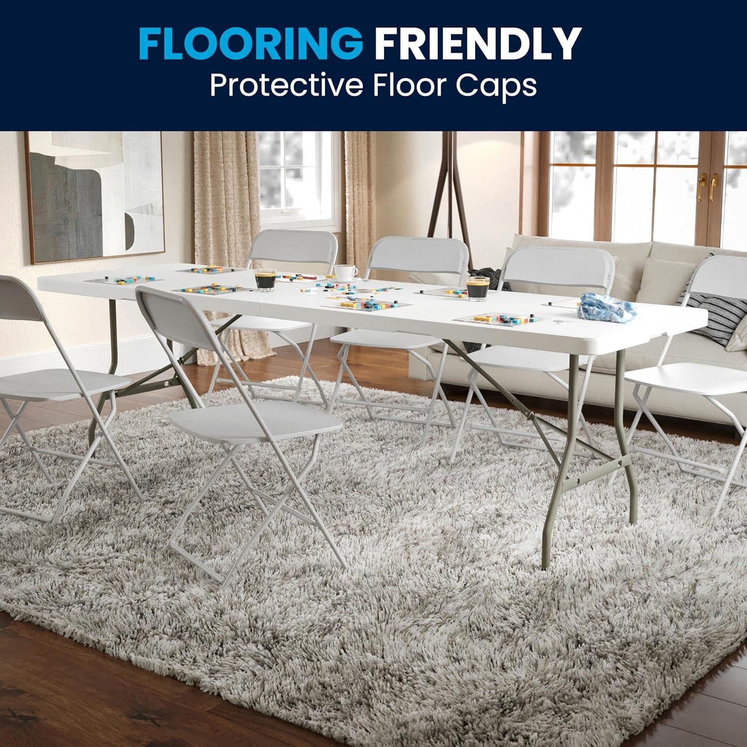 imageFlash Furniture Kathryn 8 Rectangular Plastic Folding Event Table with Carrying Handle BiFold Portable Banquet Table for IndoorOutdoor Events Granite White 30quotW x 96quotL