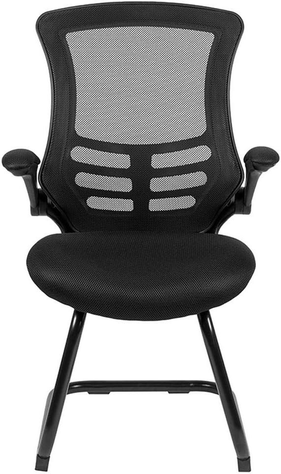 imageFlash Furniture Kelista Black Mesh Sled Base Side Reception Chair with FlipUp ArmsBlack Mesh