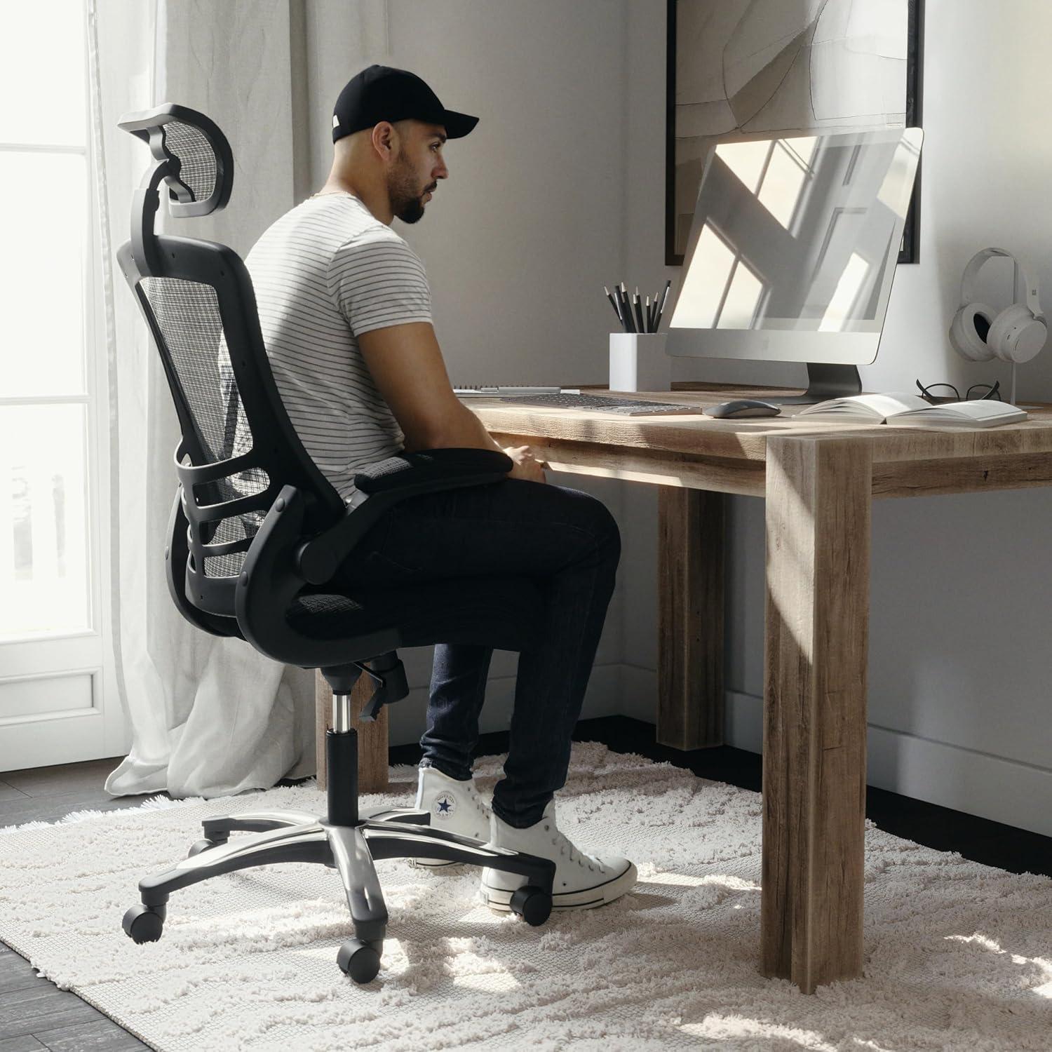 imageFlash Furniture Kelista HighBack Swivel Office Chair with Adjustable Lumbar Support and Seat Height Ergonomic Mesh Desk Chair BlackBlack