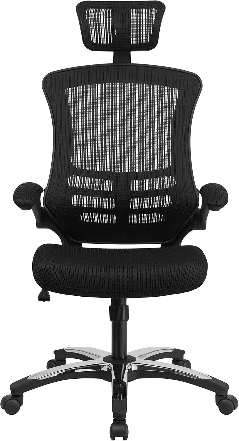 imageFlash Furniture Kelista HighBack Swivel Office Chair with Adjustable Lumbar Support and Seat Height Ergonomic Mesh Desk Chair BlackBlack