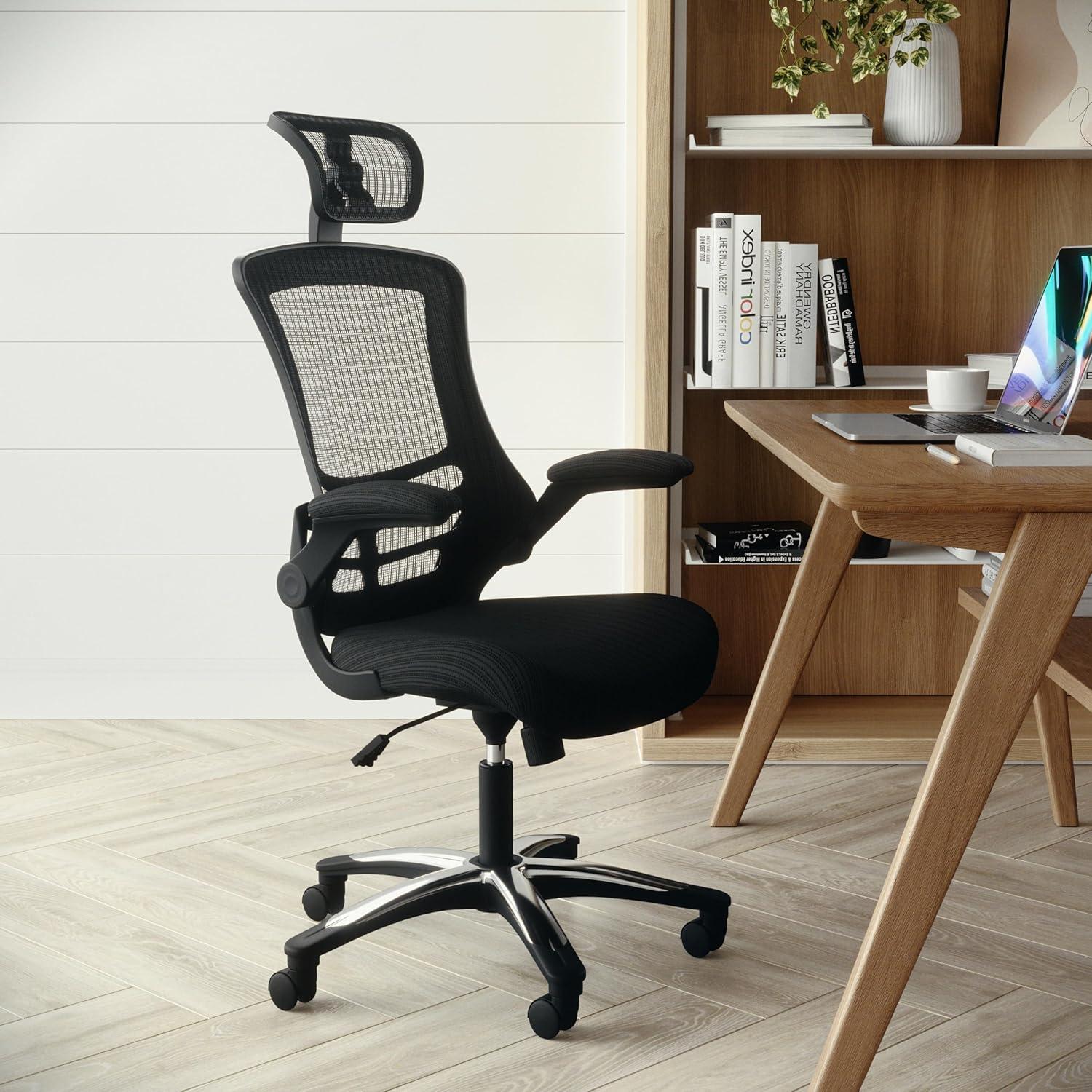 imageFlash Furniture Kelista HighBack Swivel Office Chair with Adjustable Lumbar Support and Seat Height Ergonomic Mesh Desk Chair BlackBlack