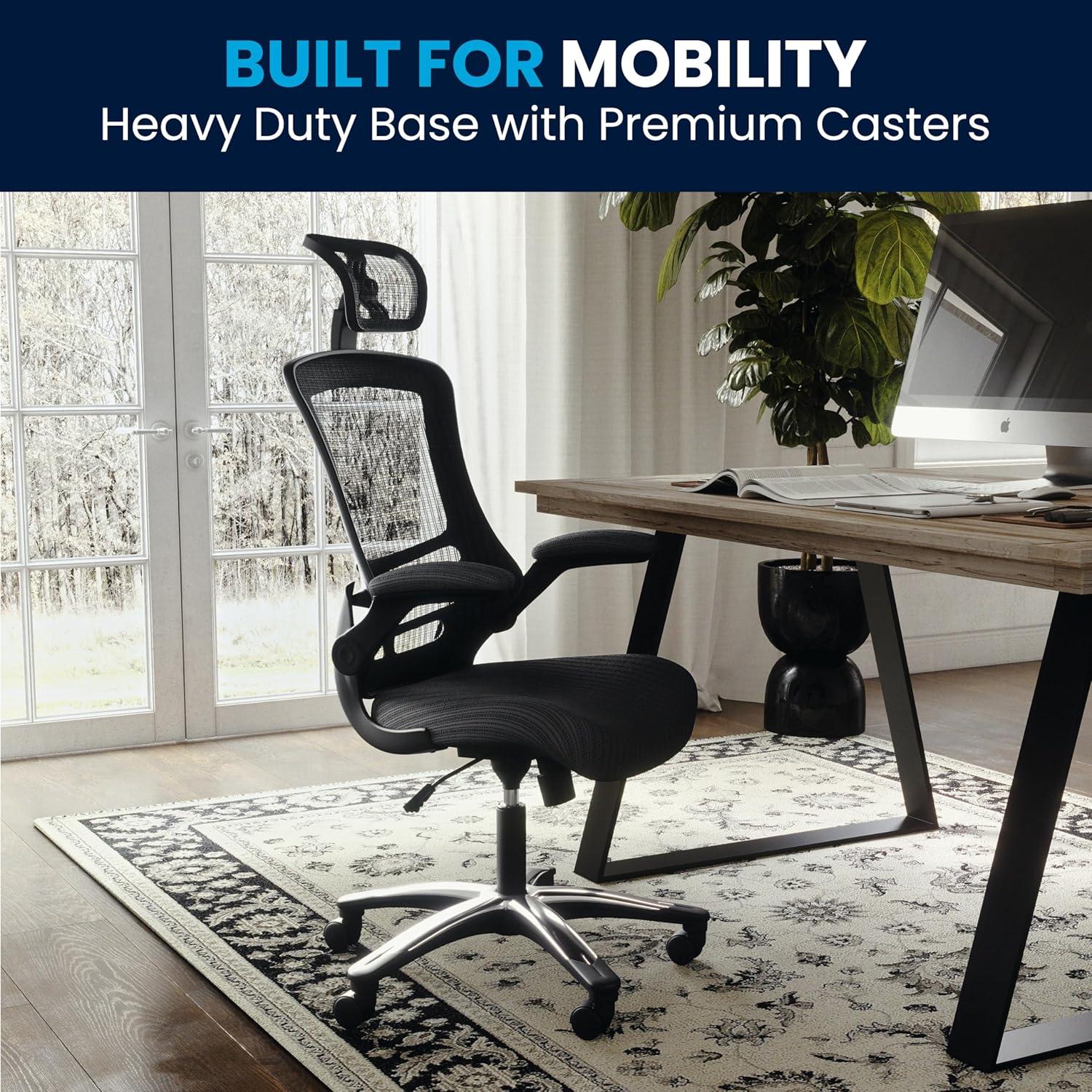 imageFlash Furniture Kelista HighBack Swivel Office Chair with Adjustable Lumbar Support and Seat Height Ergonomic Mesh Desk Chair BlackBlack