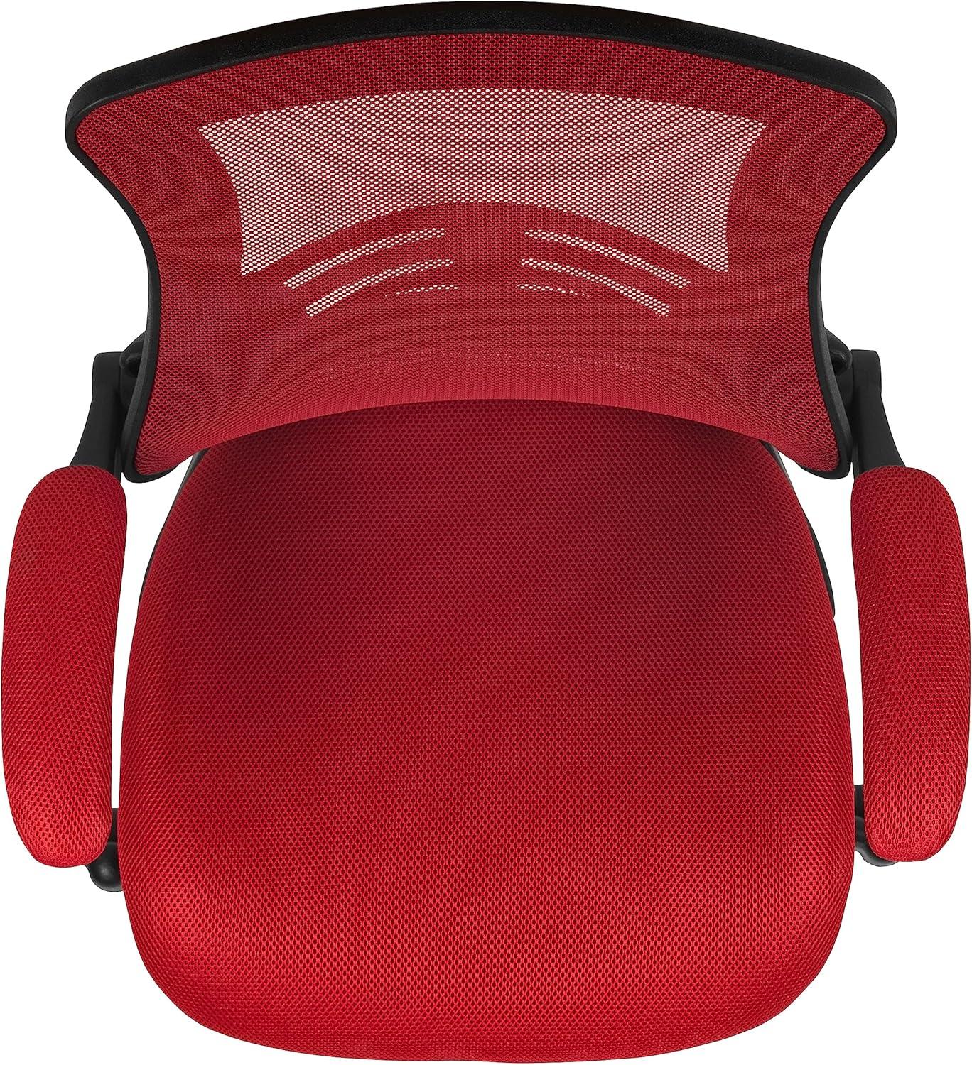 imageFlash Furniture Kelista MidBack White Mesh Ergonomic Drafting Chair  Adjustable Foot Ring FlipUp Arms  Comfort and ProductivityRed Mesh