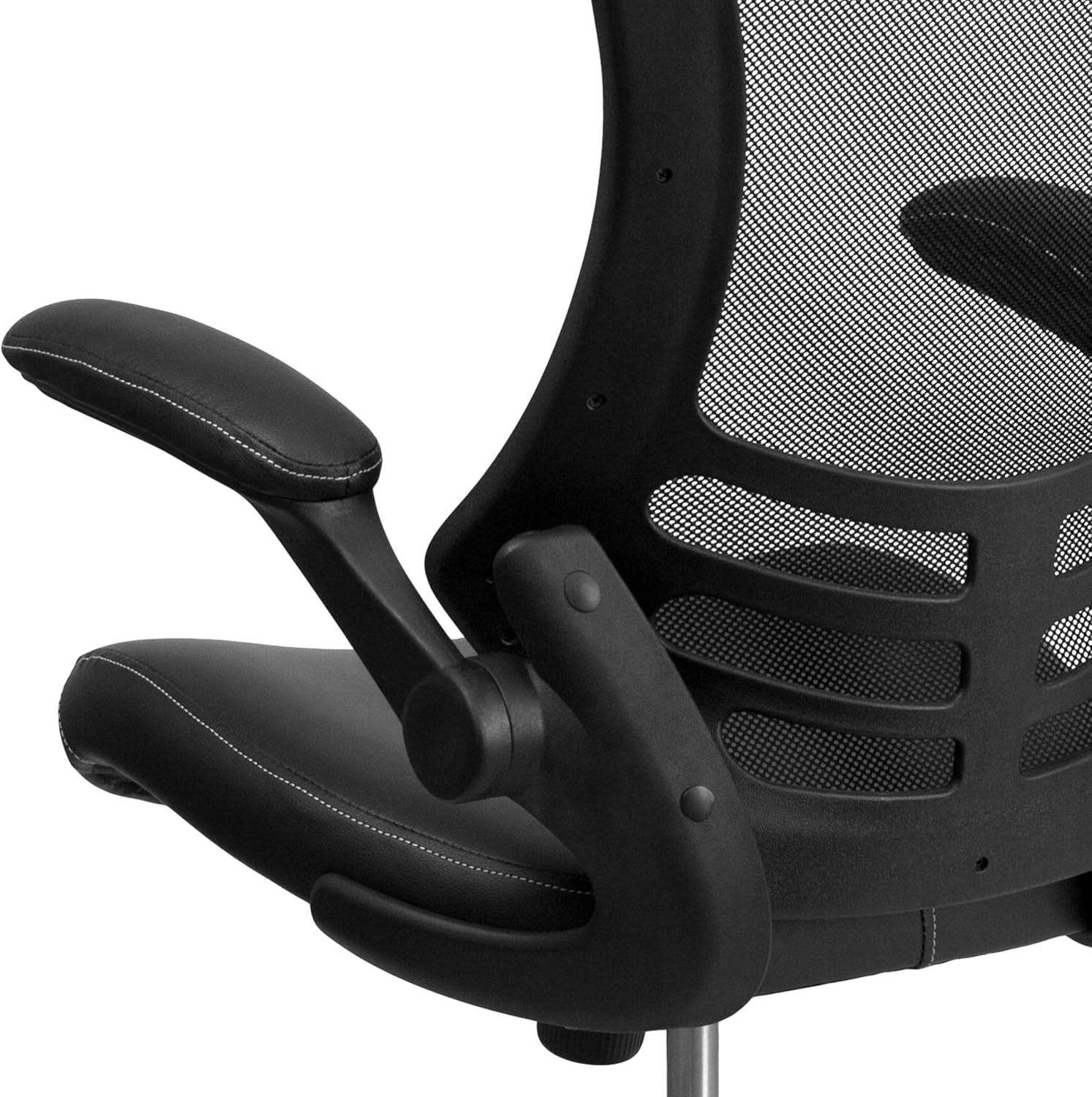 imageFlash Furniture Kelista Office Chair Ergonomic MidBack Dark Gray Mesh with SwivelBlack LeathersoftMesh