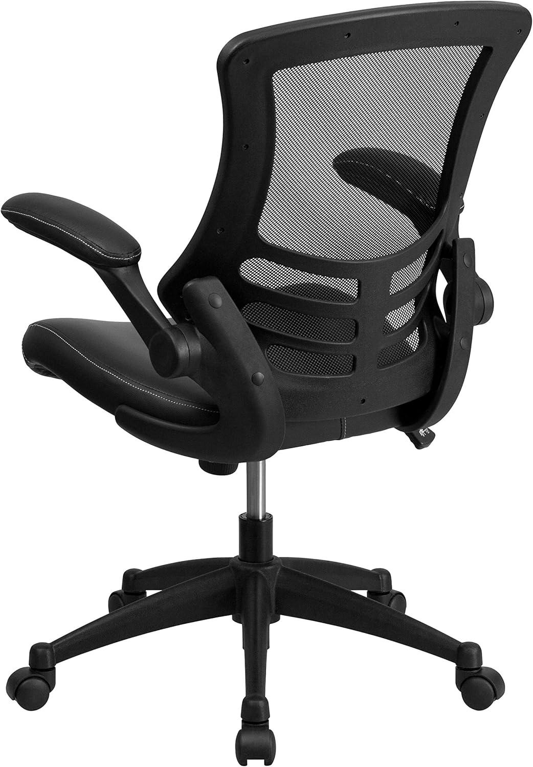 imageFlash Furniture Kelista Office Chair Ergonomic MidBack Dark Gray Mesh with SwivelBlack LeathersoftMesh