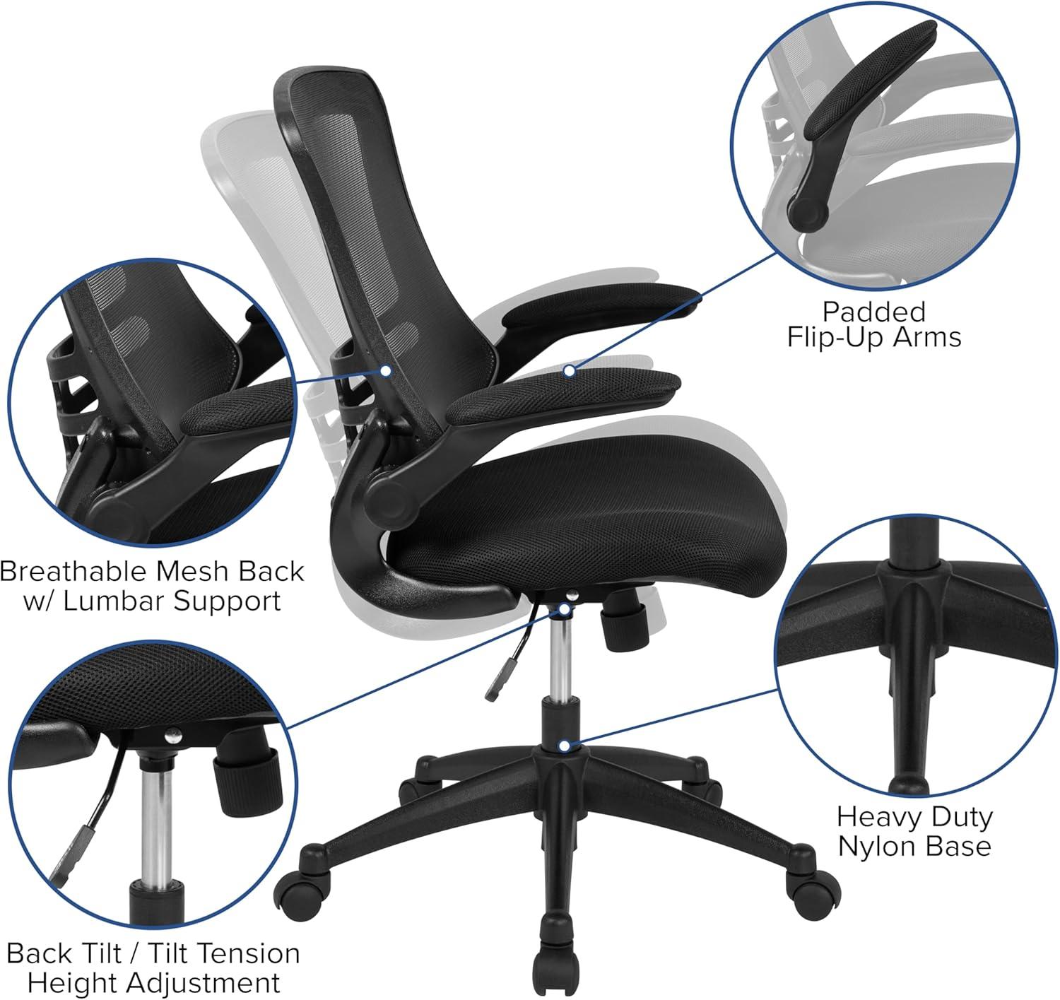 imageFlash Furniture Kelista Office Chair Ergonomic MidBack Dark Gray Mesh with SwivelBlack Mesh