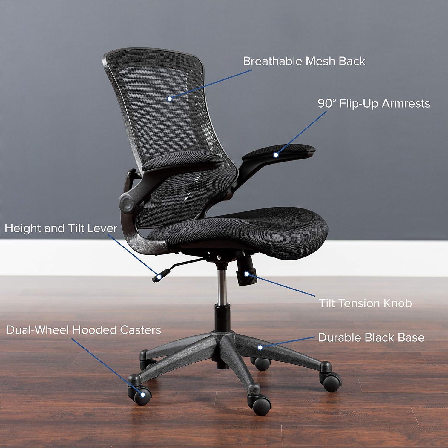 imageFlash Furniture Kelista Office Chair Ergonomic MidBack Dark Gray Mesh with SwivelBlack Mesh