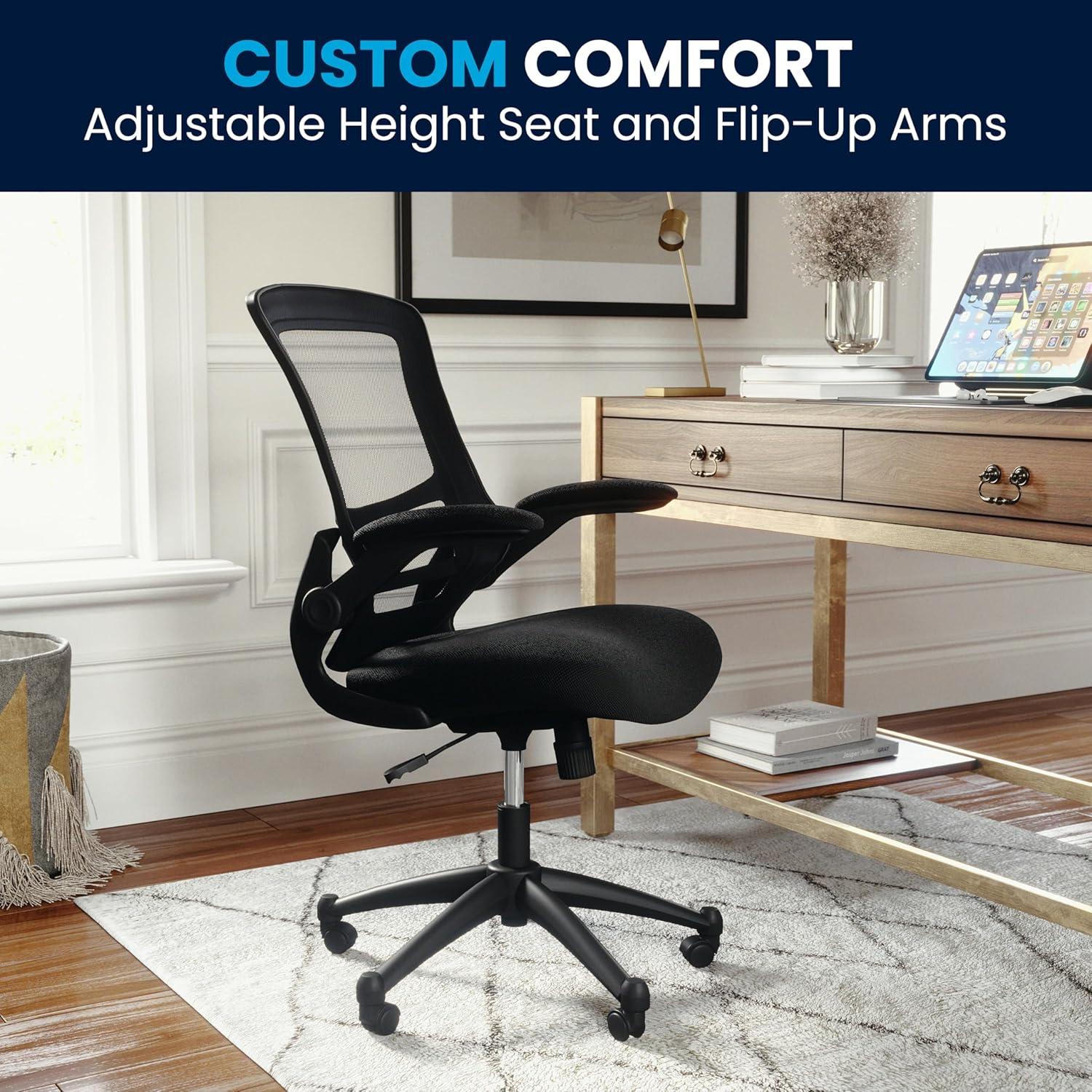 imageFlash Furniture Kelista Office Chair Ergonomic MidBack Dark Gray Mesh with SwivelBlack Mesh