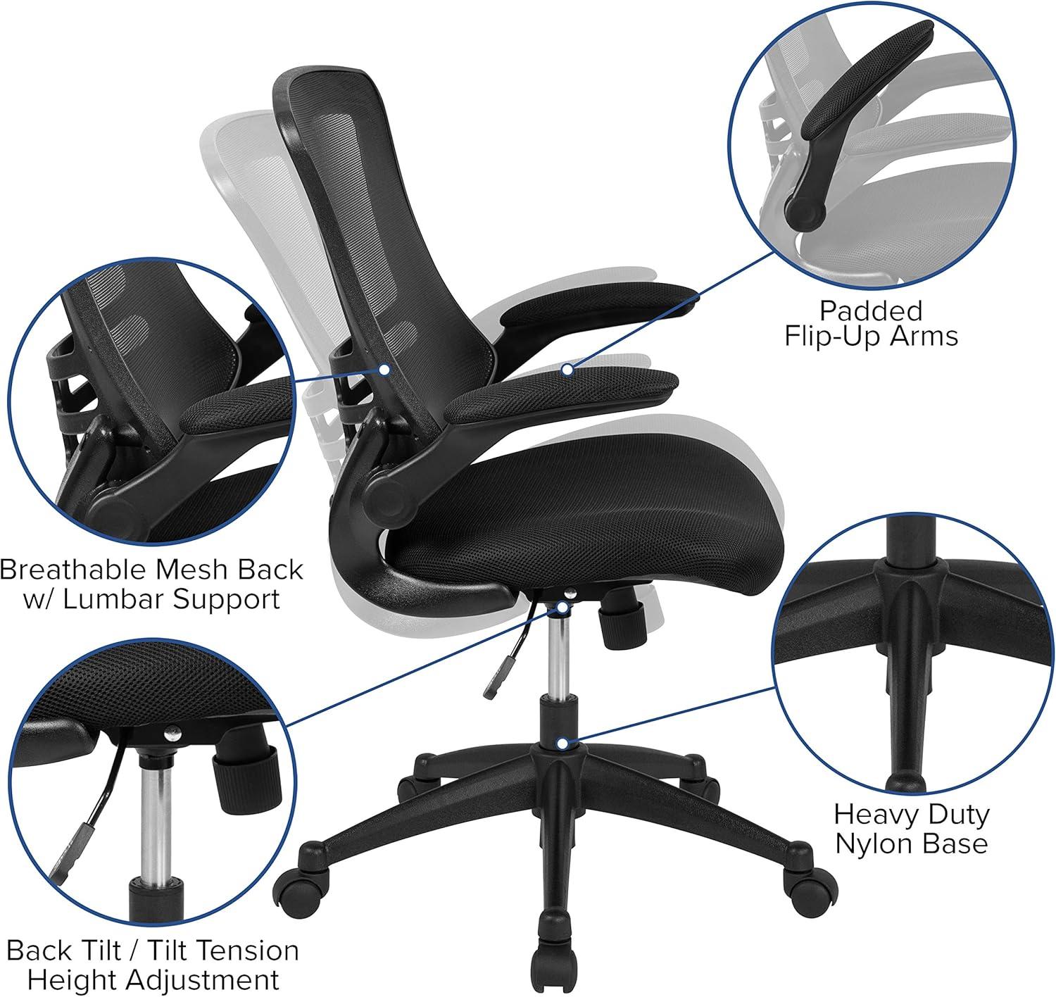 imageFlash Furniture Kelista Office Chair Ergonomic MidBack Dark Gray Mesh with SwivelBlack Mesh