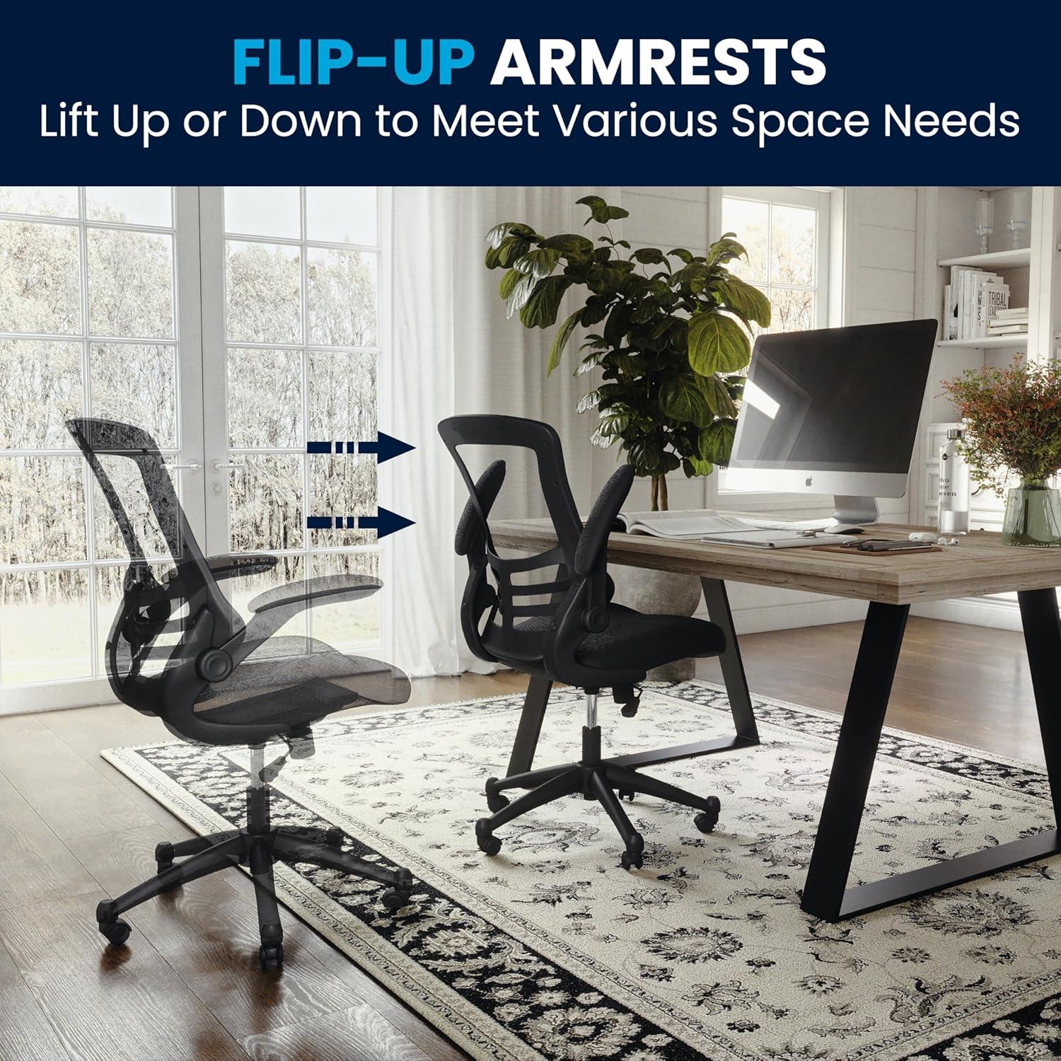 imageFlash Furniture Kelista Office Chair Ergonomic MidBack Dark Gray Mesh with SwivelBlack Mesh