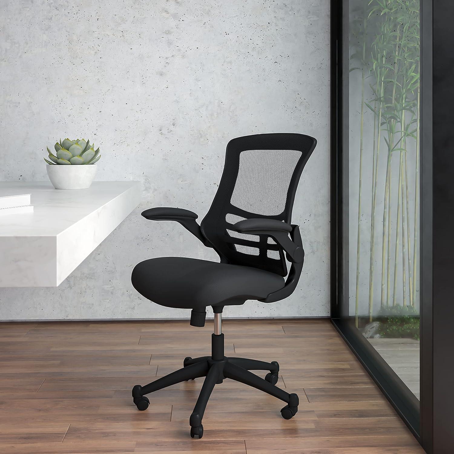 imageFlash Furniture Kelista Office Chair Ergonomic MidBack Dark Gray Mesh with SwivelBlack Mesh