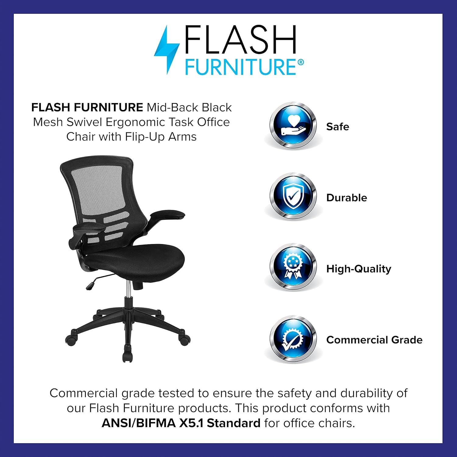 imageFlash Furniture Kelista Office Chair Ergonomic MidBack Dark Gray Mesh with SwivelBlack Mesh