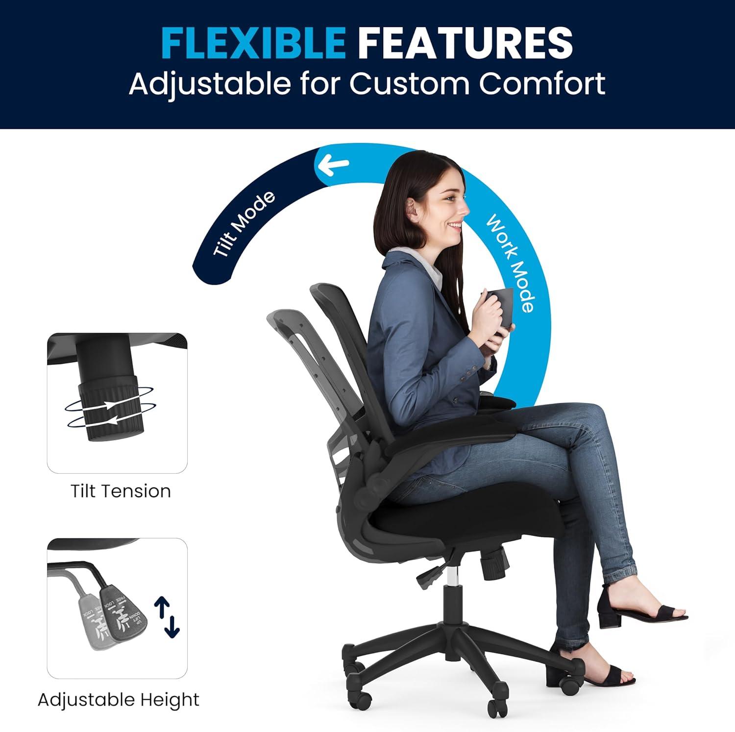 imageFlash Furniture Kelista Office Chair Ergonomic MidBack Dark Gray Mesh with SwivelBlack Mesh