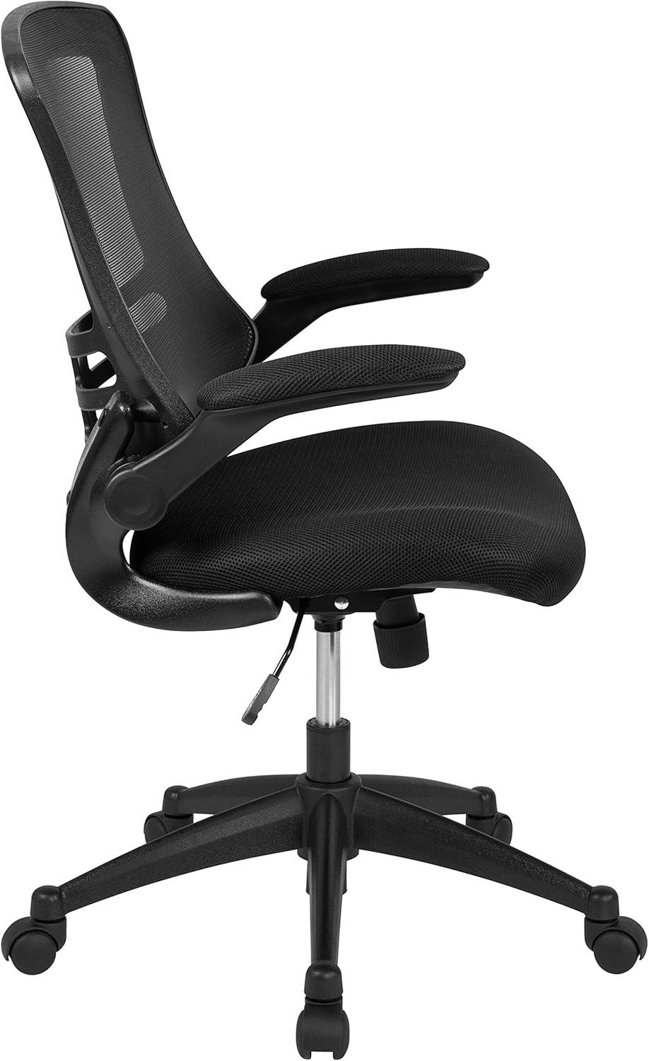 imageFlash Furniture Kelista Office Chair Ergonomic MidBack Dark Gray Mesh with SwivelBlack Mesh