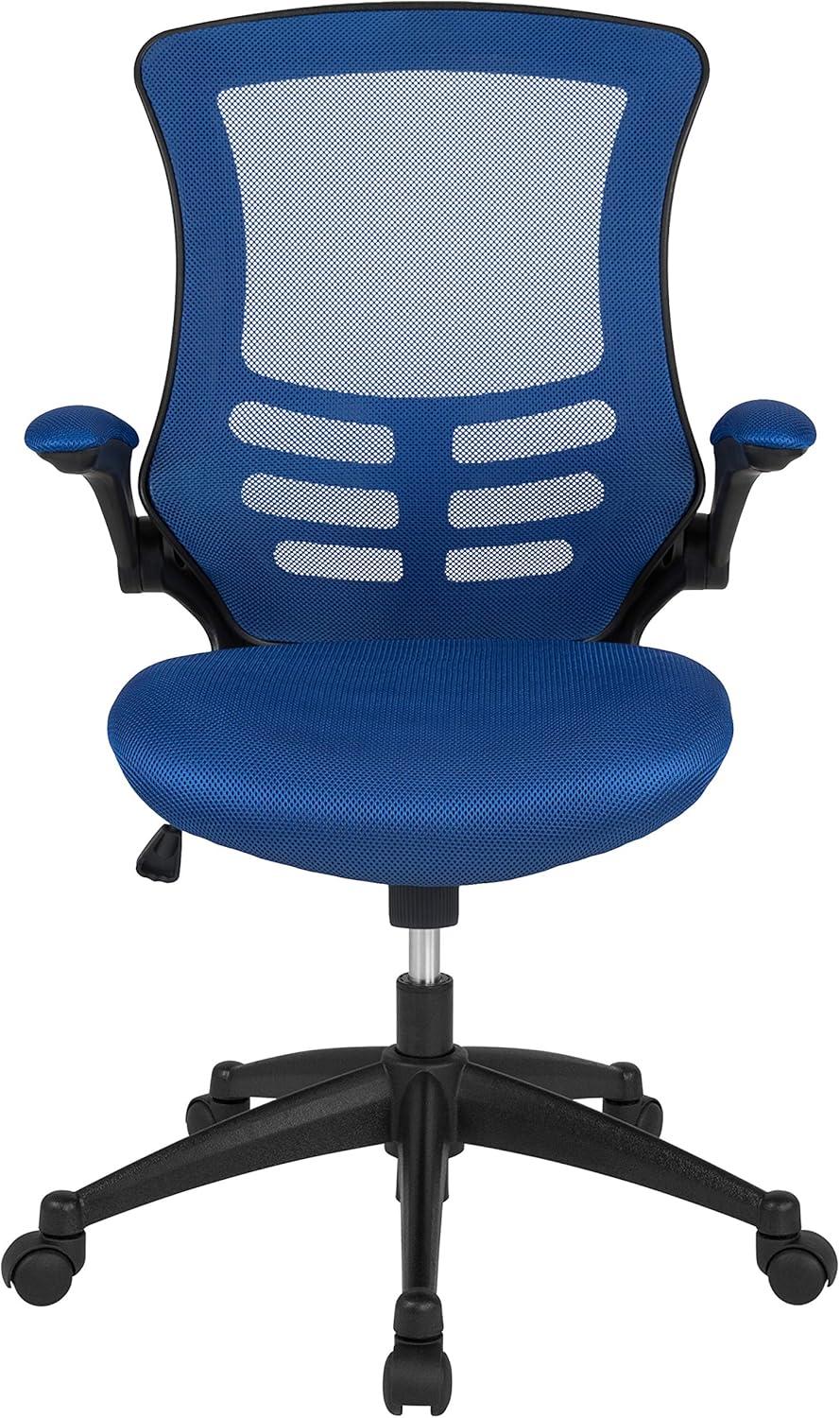 imageFlash Furniture Kelista Office Chair Ergonomic MidBack Dark Gray Mesh with SwivelBlue Mesh
