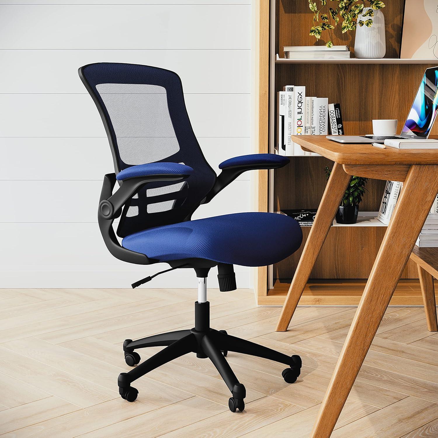 imageFlash Furniture Kelista Office Chair Ergonomic MidBack Dark Gray Mesh with SwivelBlue Mesh