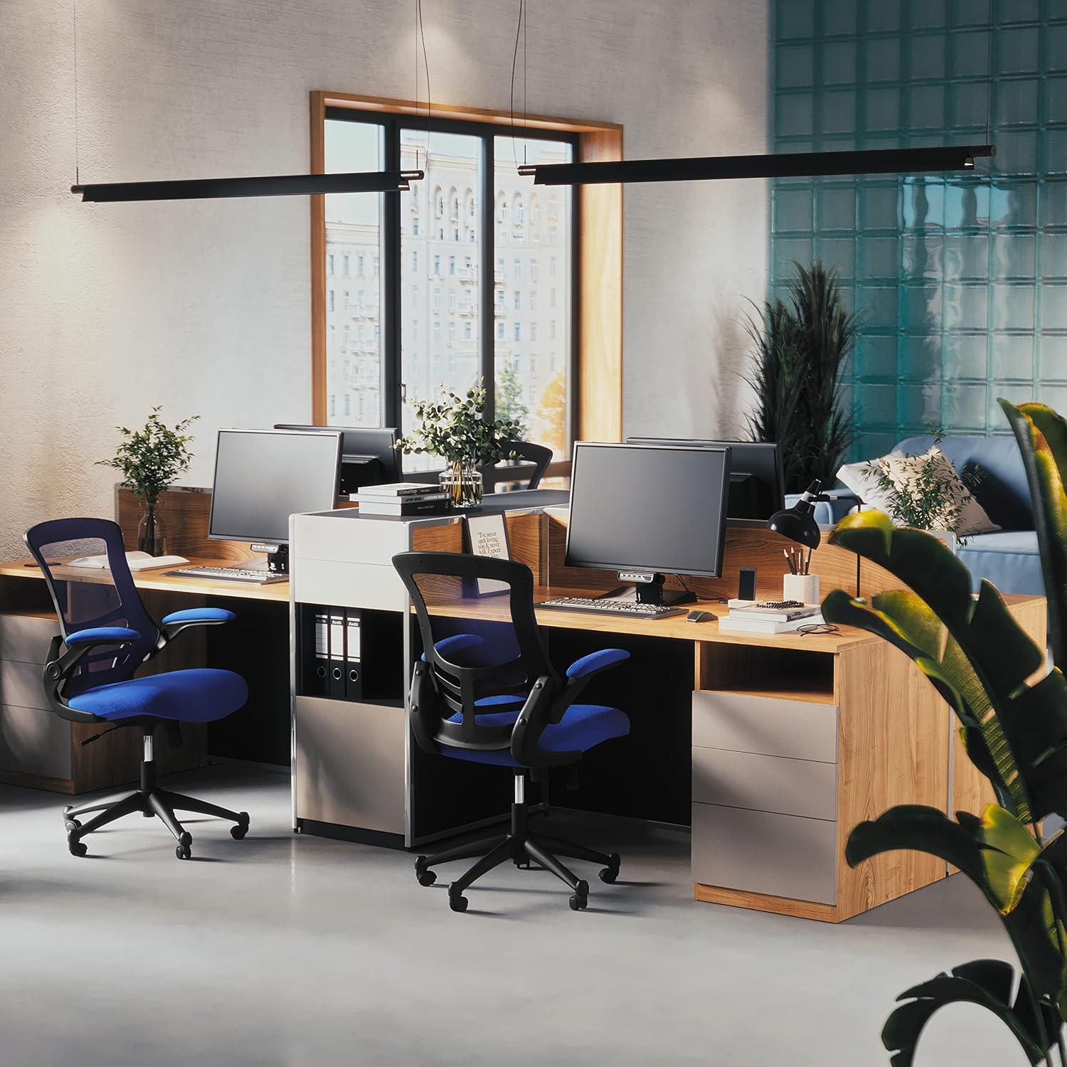 imageFlash Furniture Kelista Office Chair Ergonomic MidBack Dark Gray Mesh with SwivelBlue Mesh