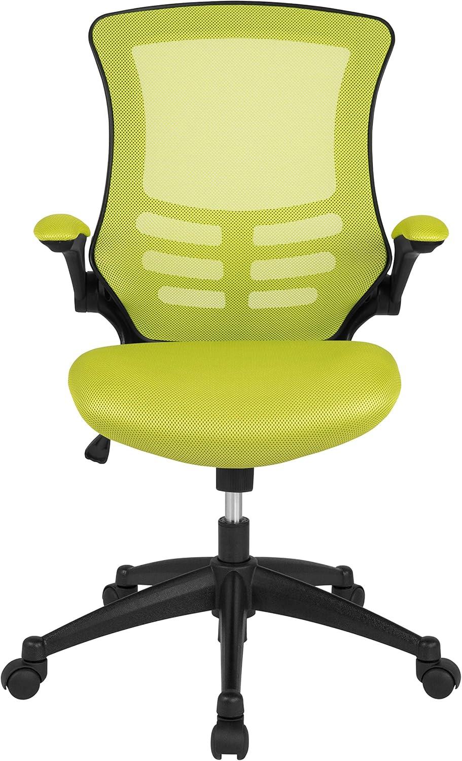imageFlash Furniture Kelista Office Chair Ergonomic MidBack Dark Gray Mesh with SwivelGreen Mesh