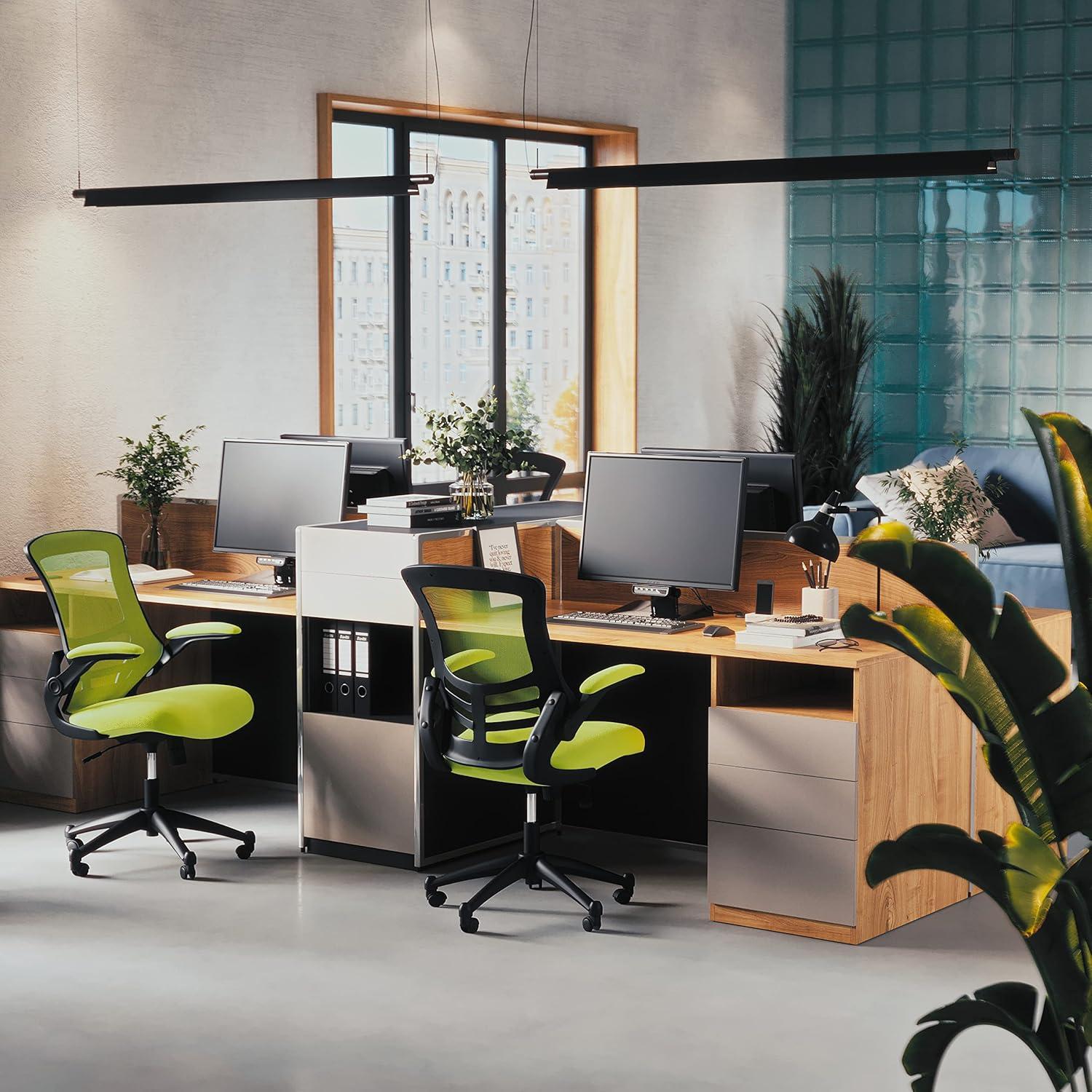 imageFlash Furniture Kelista Office Chair Ergonomic MidBack Dark Gray Mesh with SwivelGreen Mesh