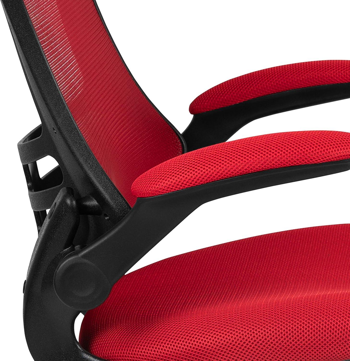 imageFlash Furniture Kelista Office Chair Ergonomic MidBack Dark Gray Mesh with SwivelRed Mesh