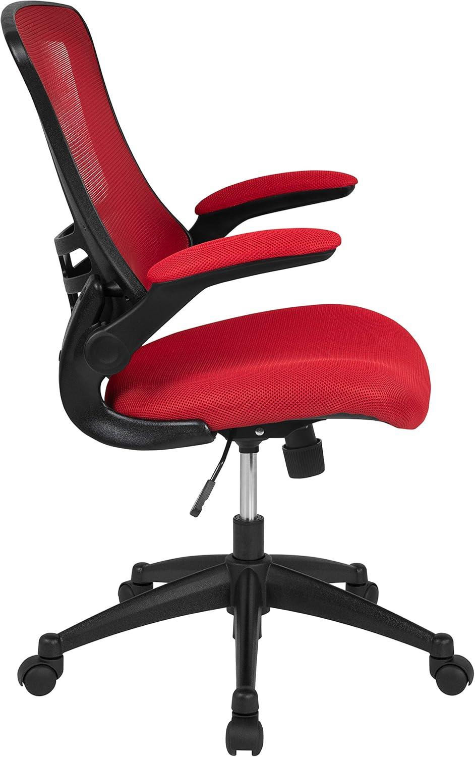 imageFlash Furniture Kelista Office Chair Ergonomic MidBack Dark Gray Mesh with SwivelRed Mesh