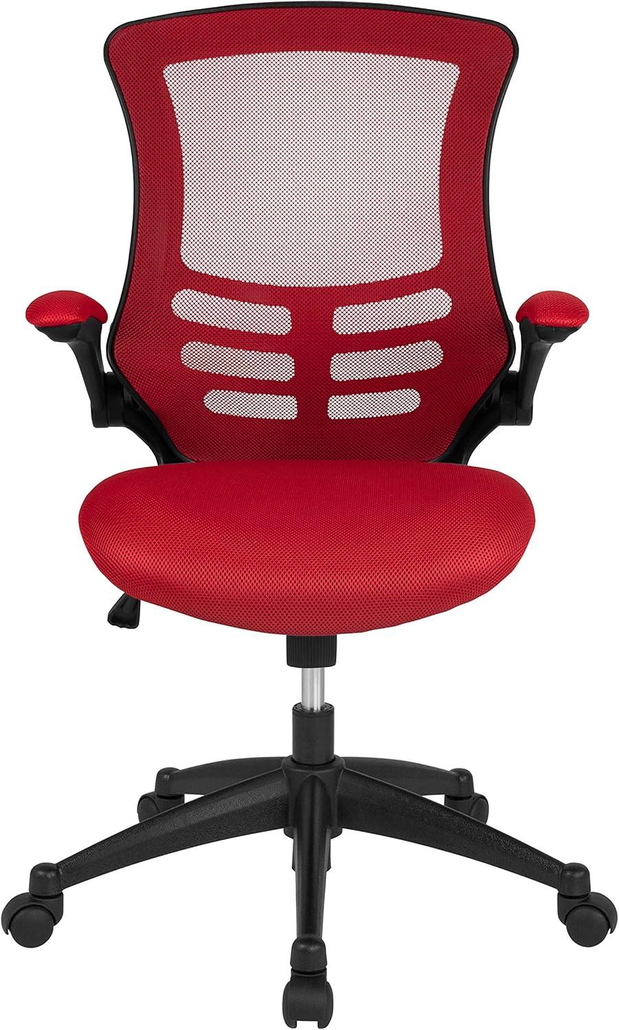 imageFlash Furniture Kelista Office Chair Ergonomic MidBack Dark Gray Mesh with SwivelRed Mesh