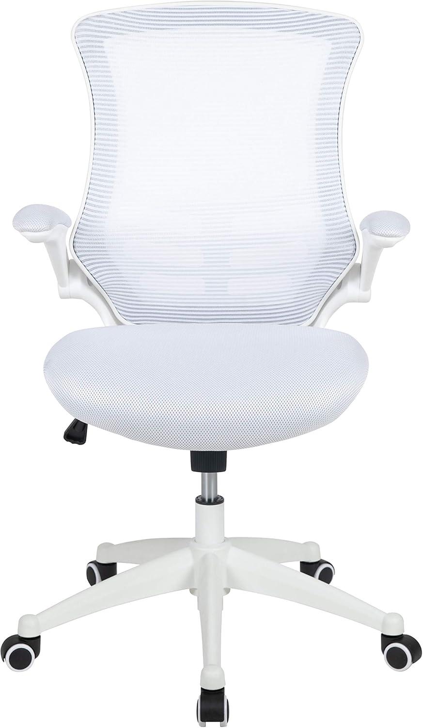imageFlash Furniture Kelista Office Chair Ergonomic MidBack Dark Gray Mesh with SwivelWhite MeshWhite Frame