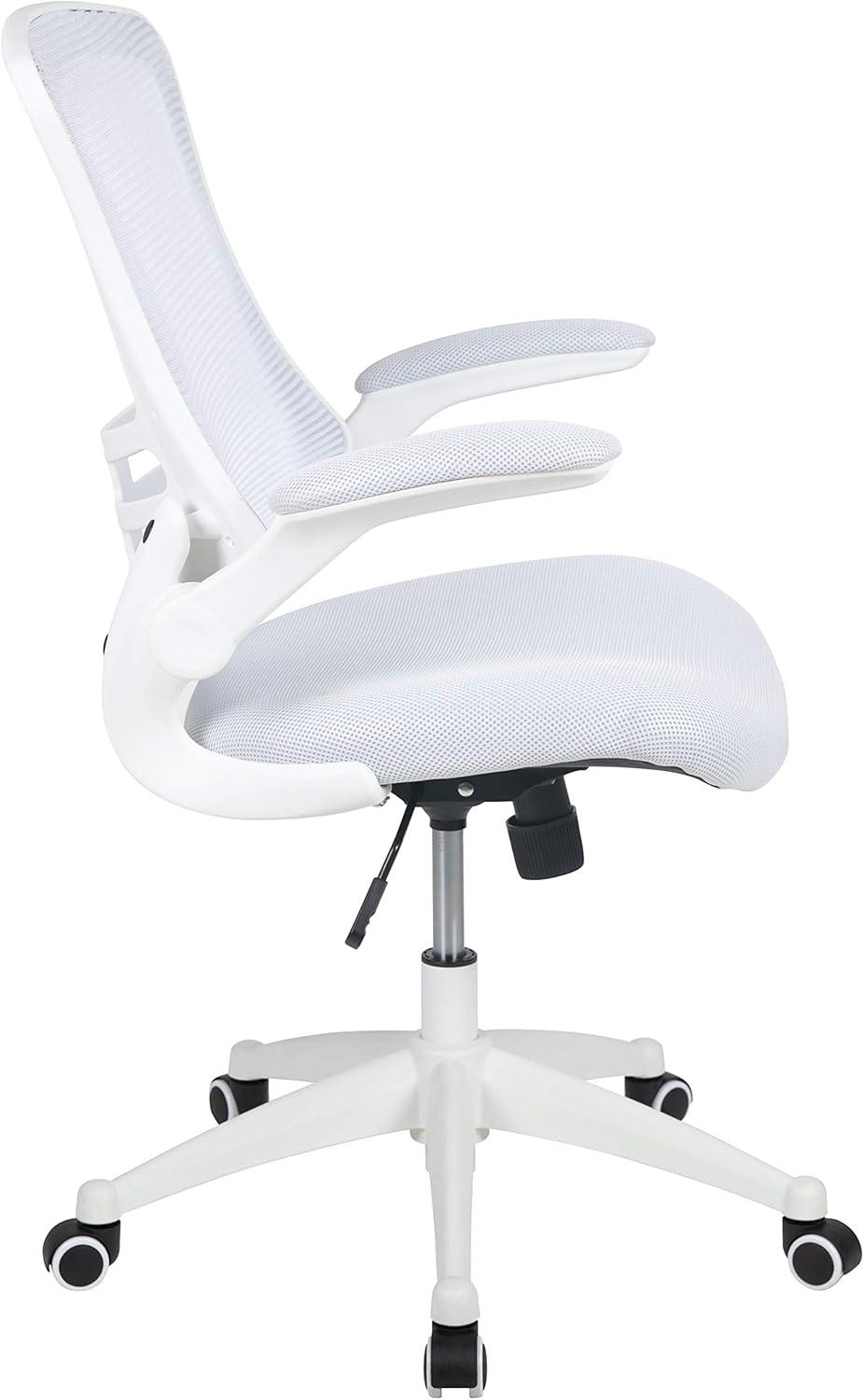 imageFlash Furniture Kelista Office Chair Ergonomic MidBack Dark Gray Mesh with SwivelWhite MeshWhite Frame