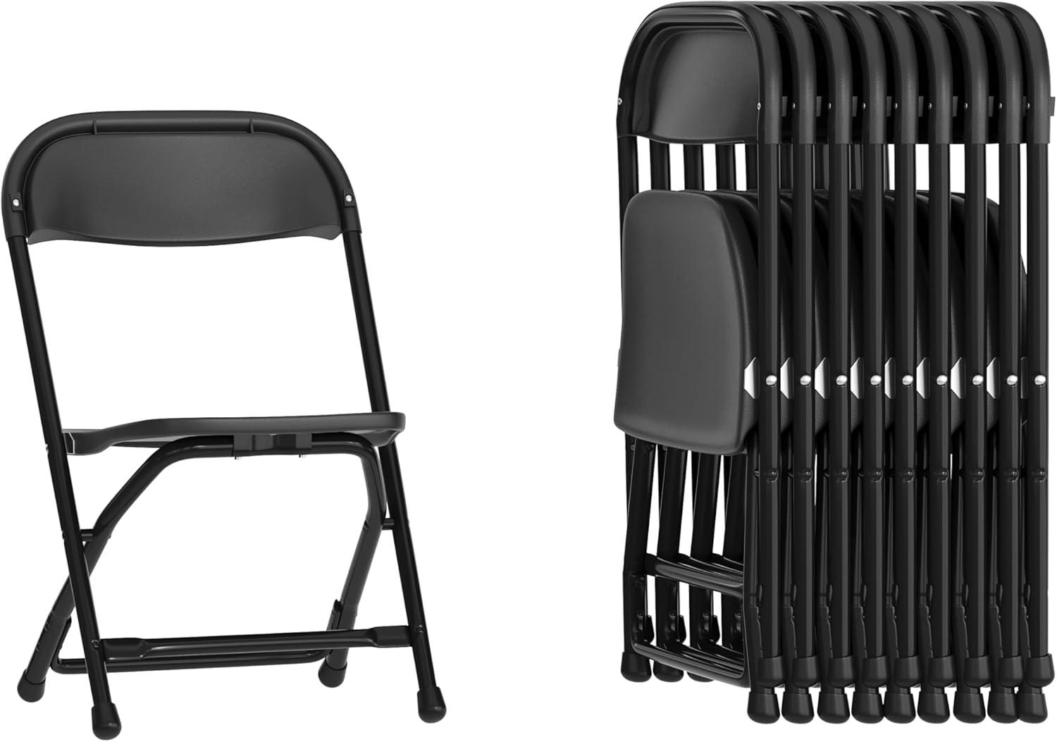 imageFlash Furniture Kids White Plastic Folding ChairBlack