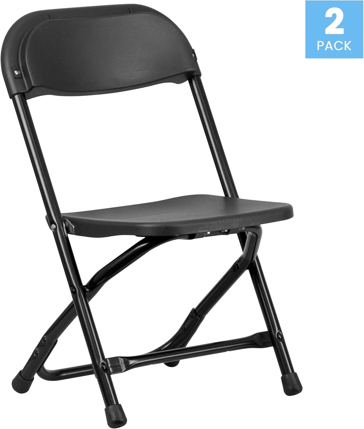 imageFlash Furniture Kids White Plastic Folding ChairBlack