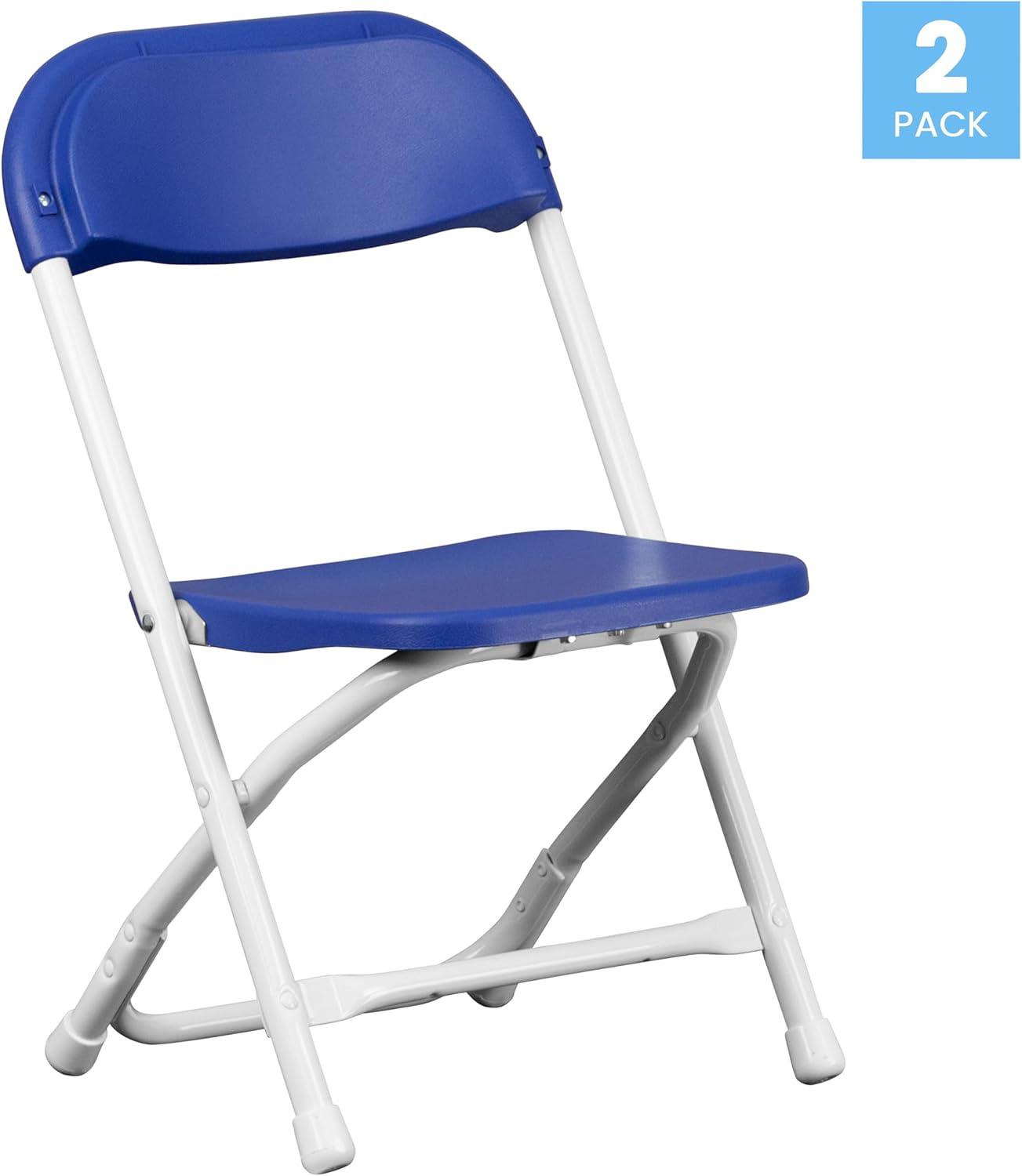 imageFlash Furniture Kids White Plastic Folding ChairBlue