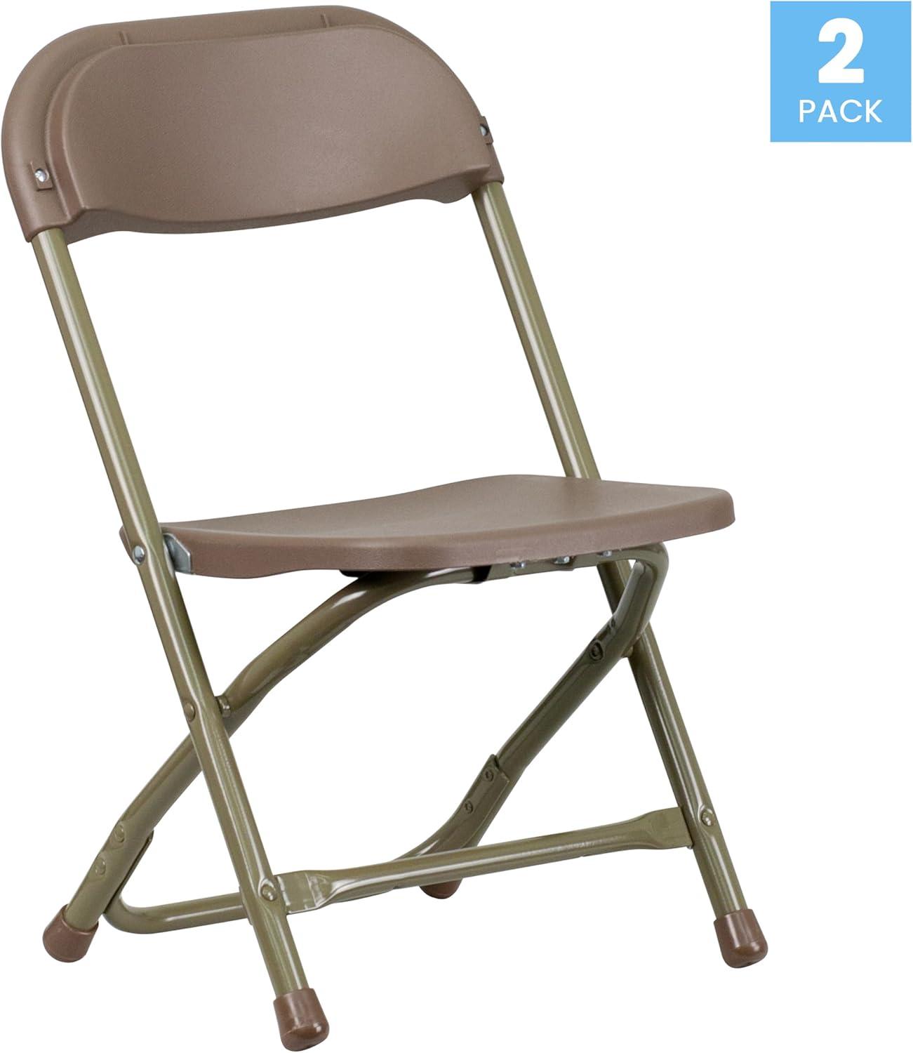 imageFlash Furniture Kids White Plastic Folding ChairBrown