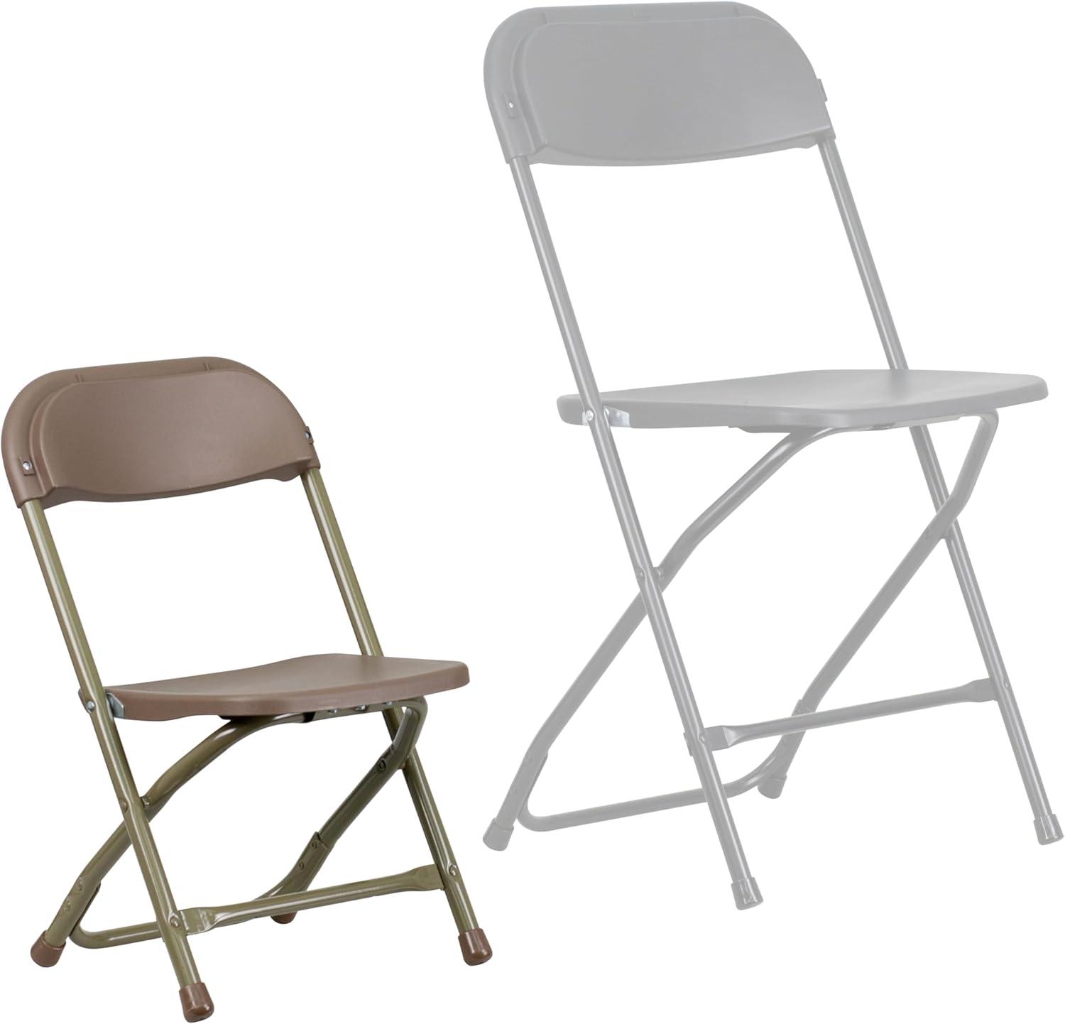 imageFlash Furniture Kids White Plastic Folding ChairBrown