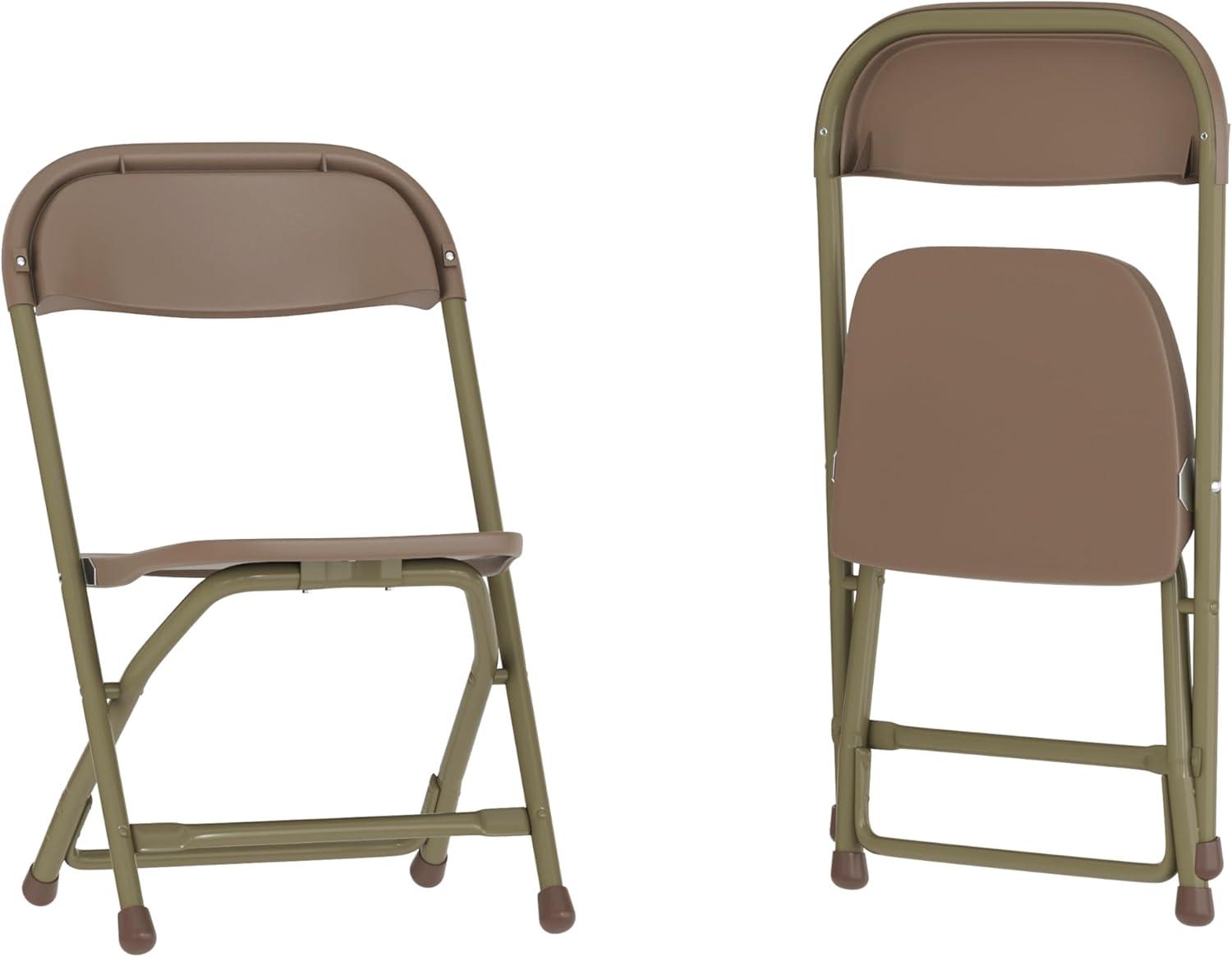 imageFlash Furniture Kids White Plastic Folding ChairBrown