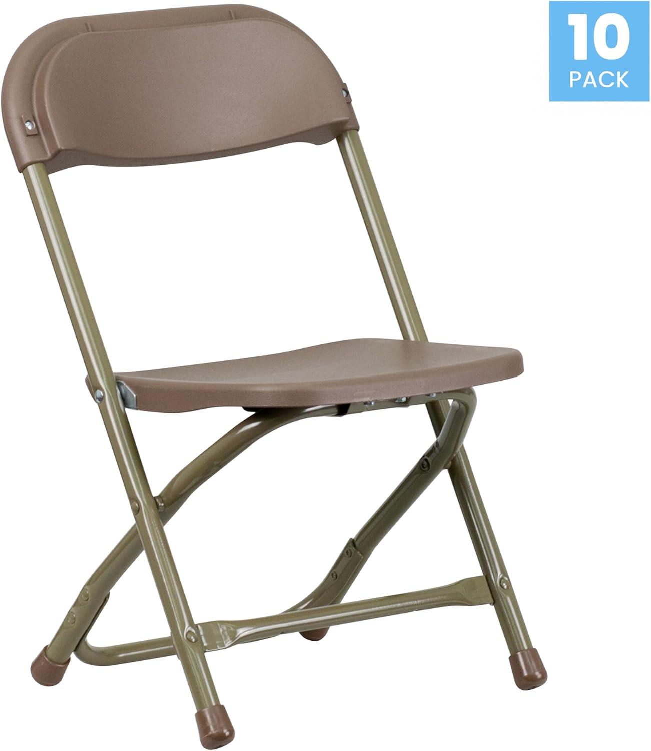 imageFlash Furniture Kids White Plastic Folding ChairBrown
