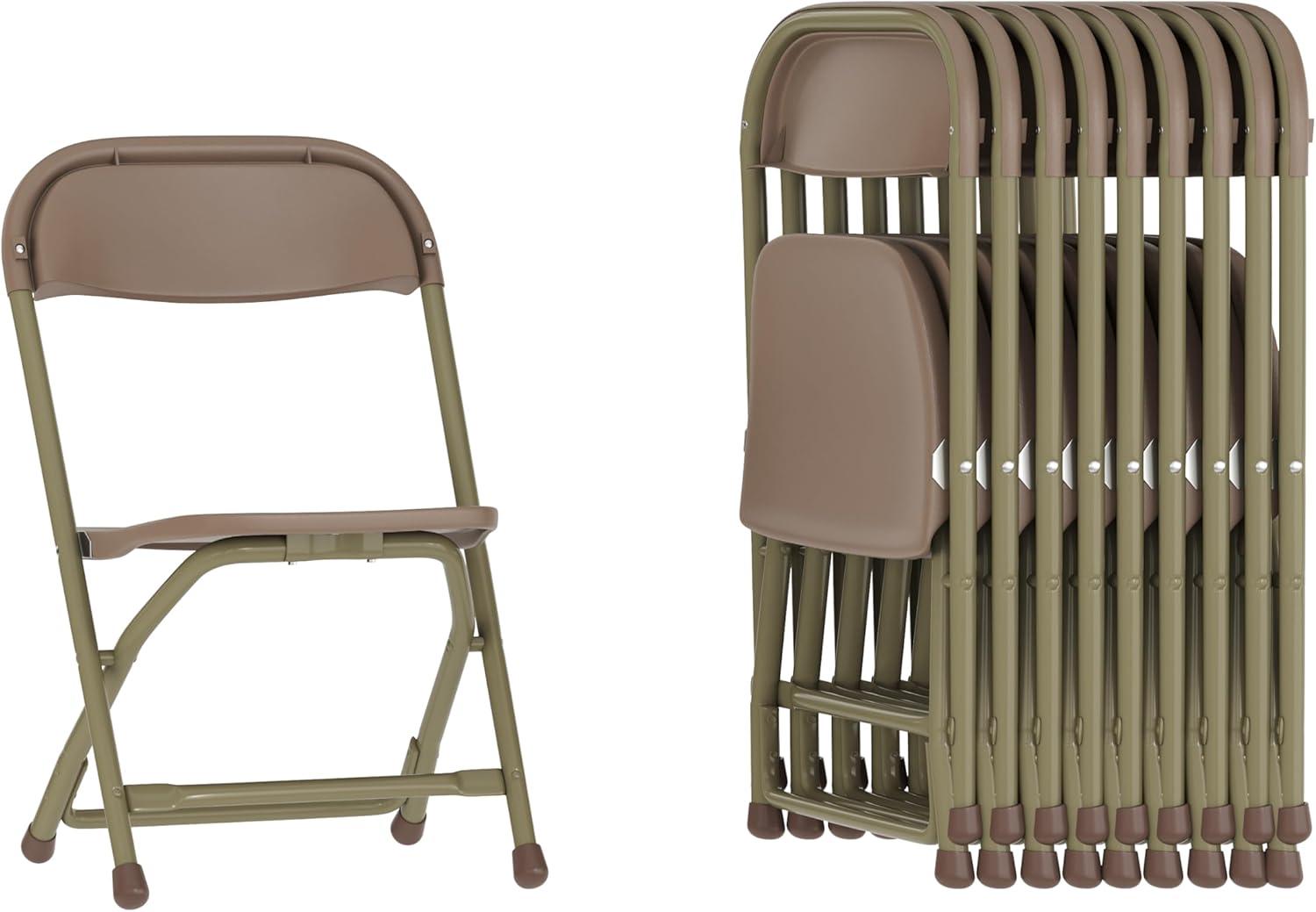 imageFlash Furniture Kids White Plastic Folding ChairBrown