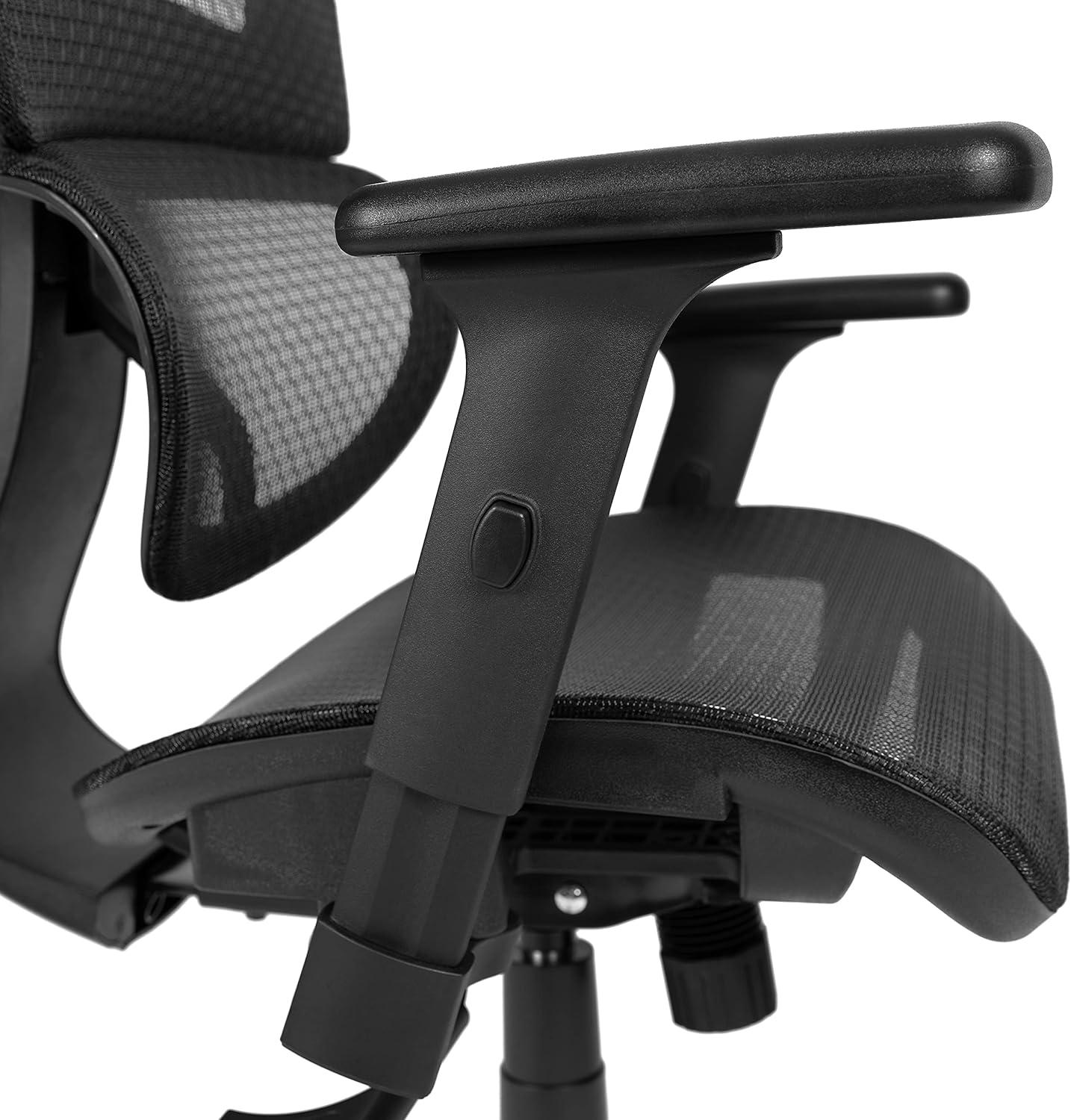 imageFlash Furniture LO Ergonomic Mesh Office Chair with 2to1 SynchroTilt Adjustable Headrest Lumbar Support and Adjustable Pivot Arms in BlackBlack