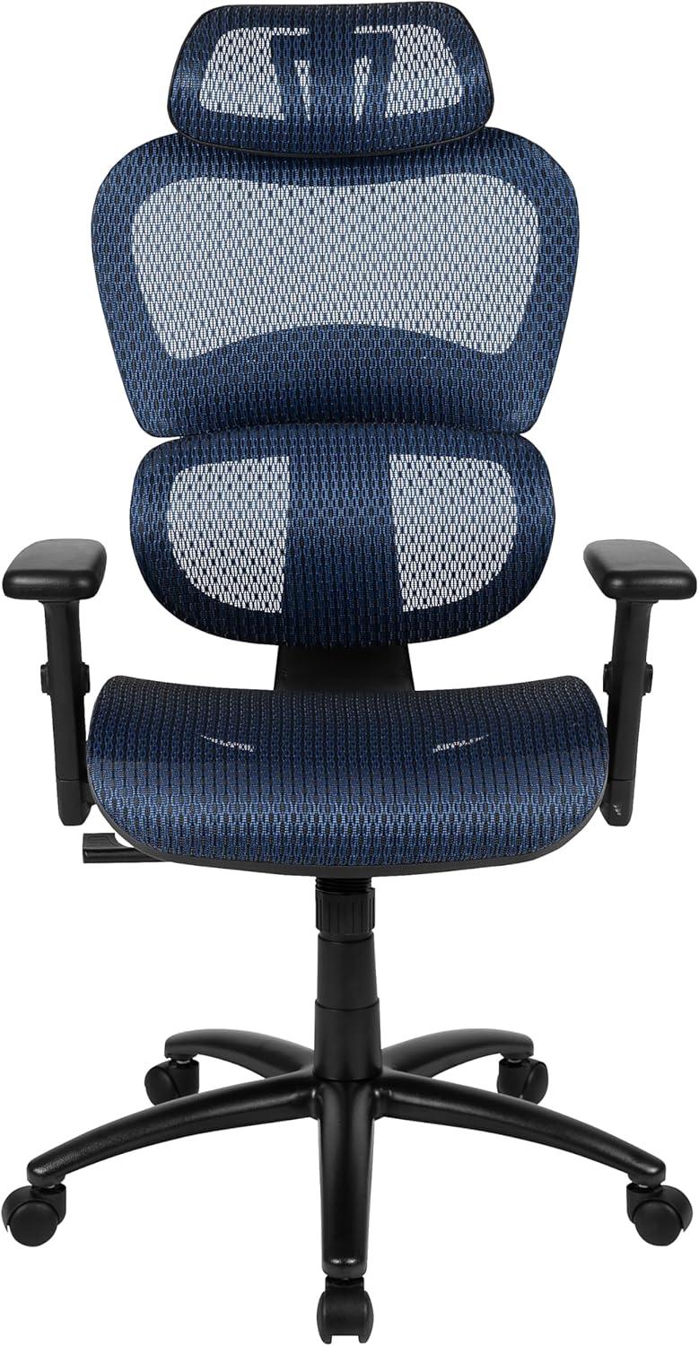 imageFlash Furniture LO Ergonomic Mesh Office Chair with 2to1 SynchroTilt Adjustable Headrest Lumbar Support and Adjustable Pivot Arms in Blue