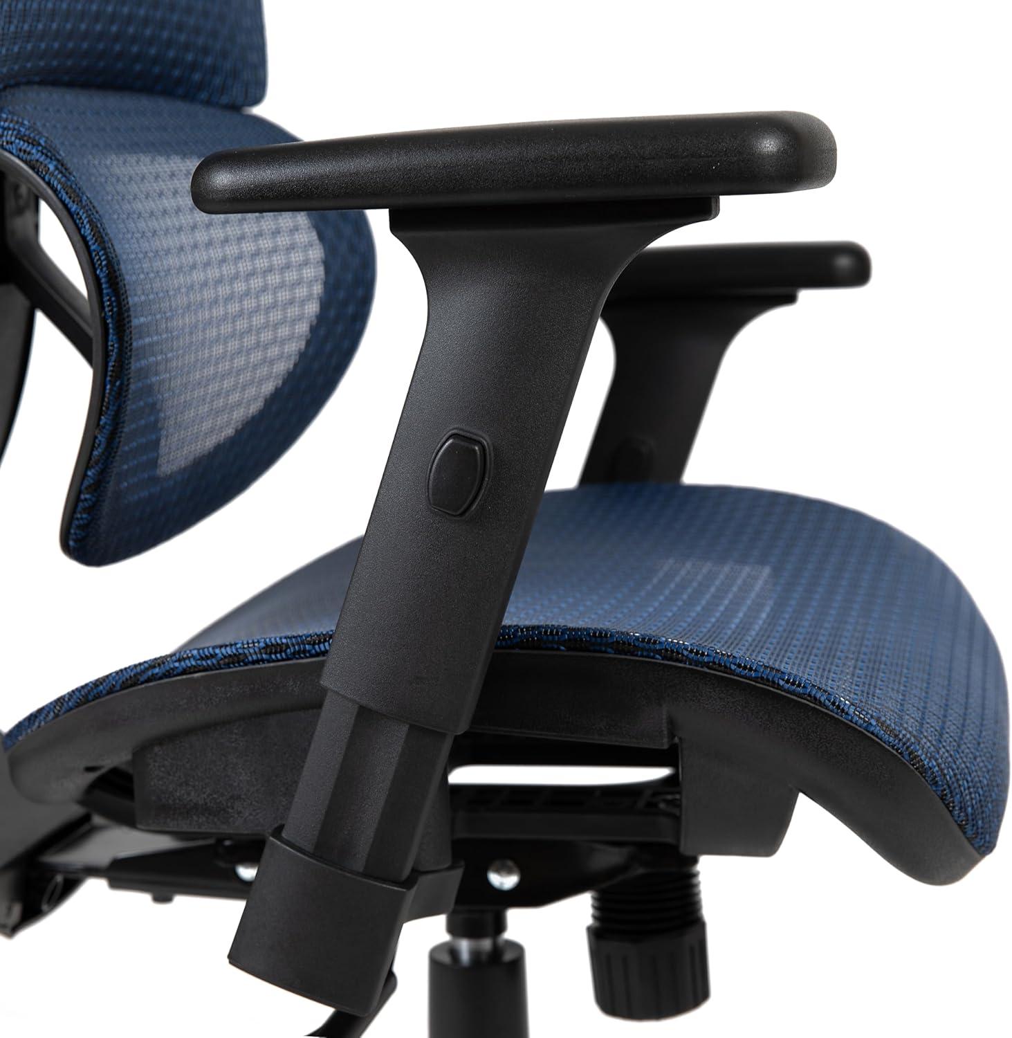imageFlash Furniture LO Ergonomic Mesh Office Chair with 2to1 SynchroTilt Adjustable Headrest Lumbar Support and Adjustable Pivot Arms in Blue