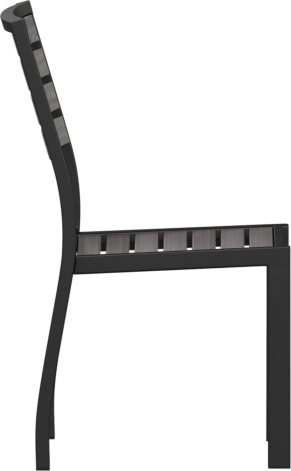imageFlash Furniture Lark Outdoor Stackable Side Chair with Faux Teak Poly Slats Set of 2Gray Wash Teak