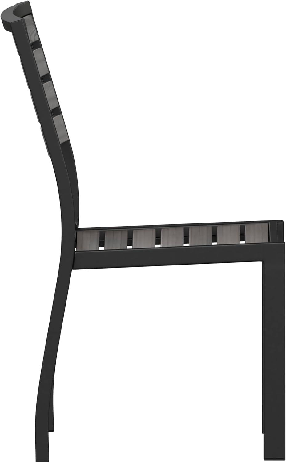 imageFlash Furniture Lark Outdoor Stackable Side Chair with Faux Teak Poly Slats Set of 2Gray Wash Teak