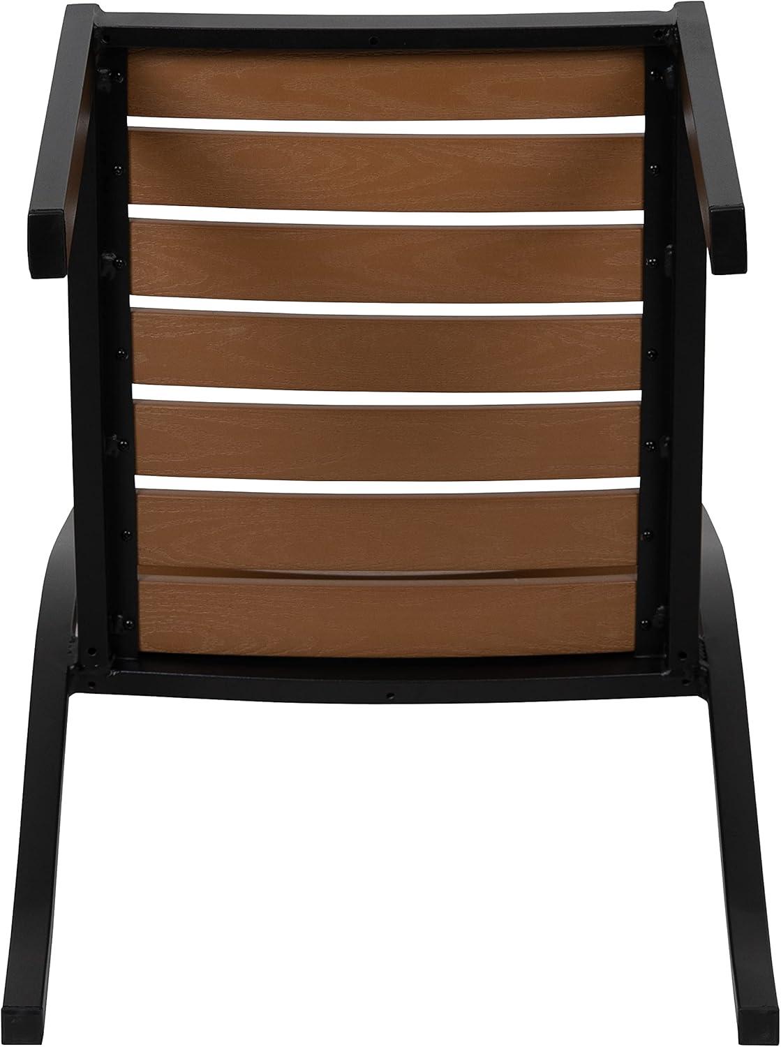 imageFlash Furniture Lark Outdoor Stackable Side Chair with Faux Teak Poly Slats Set of 2Teak