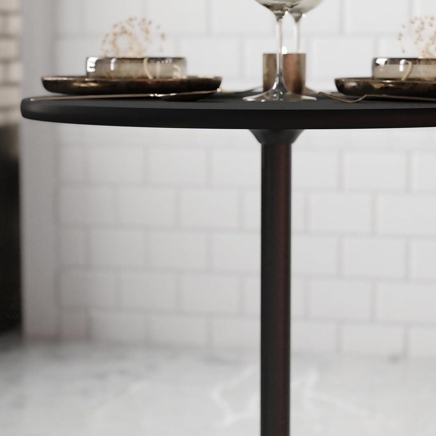 imageFlash Furniture Lars 36 Round Wood Cocktail Table with 30 and 42 Columns Wood Bar Height Table for Commercial or Residential Use NaturalBlack