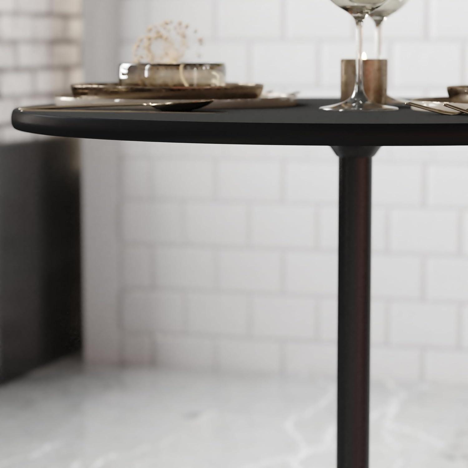 imageFlash Furniture Lars 36 Round Wood Cocktail Table with 30 and 42 Columns Wood Bar Height Table for Commercial or Residential Use NaturalBlack