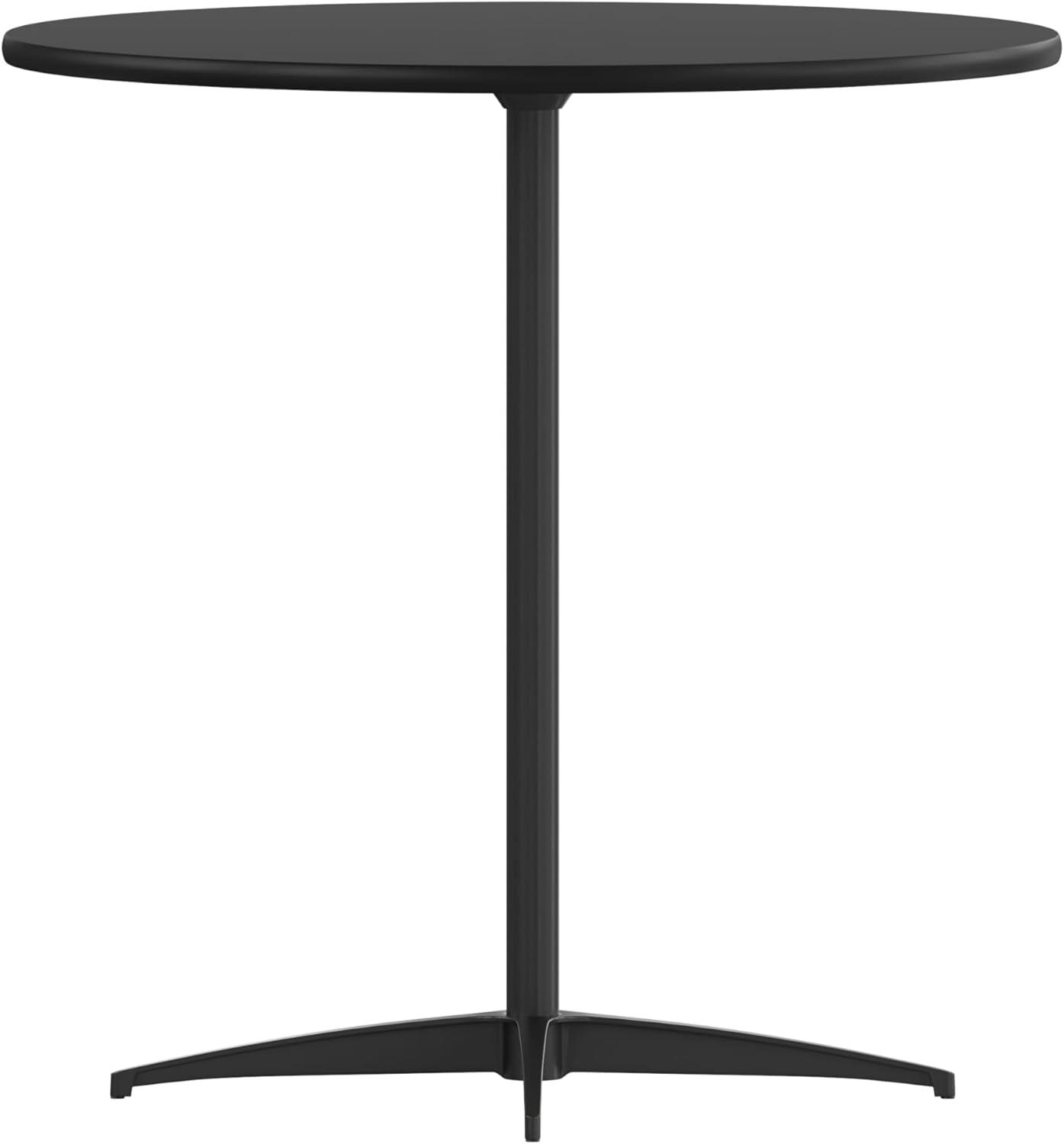 imageFlash Furniture Lars 36 Round Wood Cocktail Table with 30 and 42 Columns Wood Bar Height Table for Commercial or Residential Use NaturalBlack