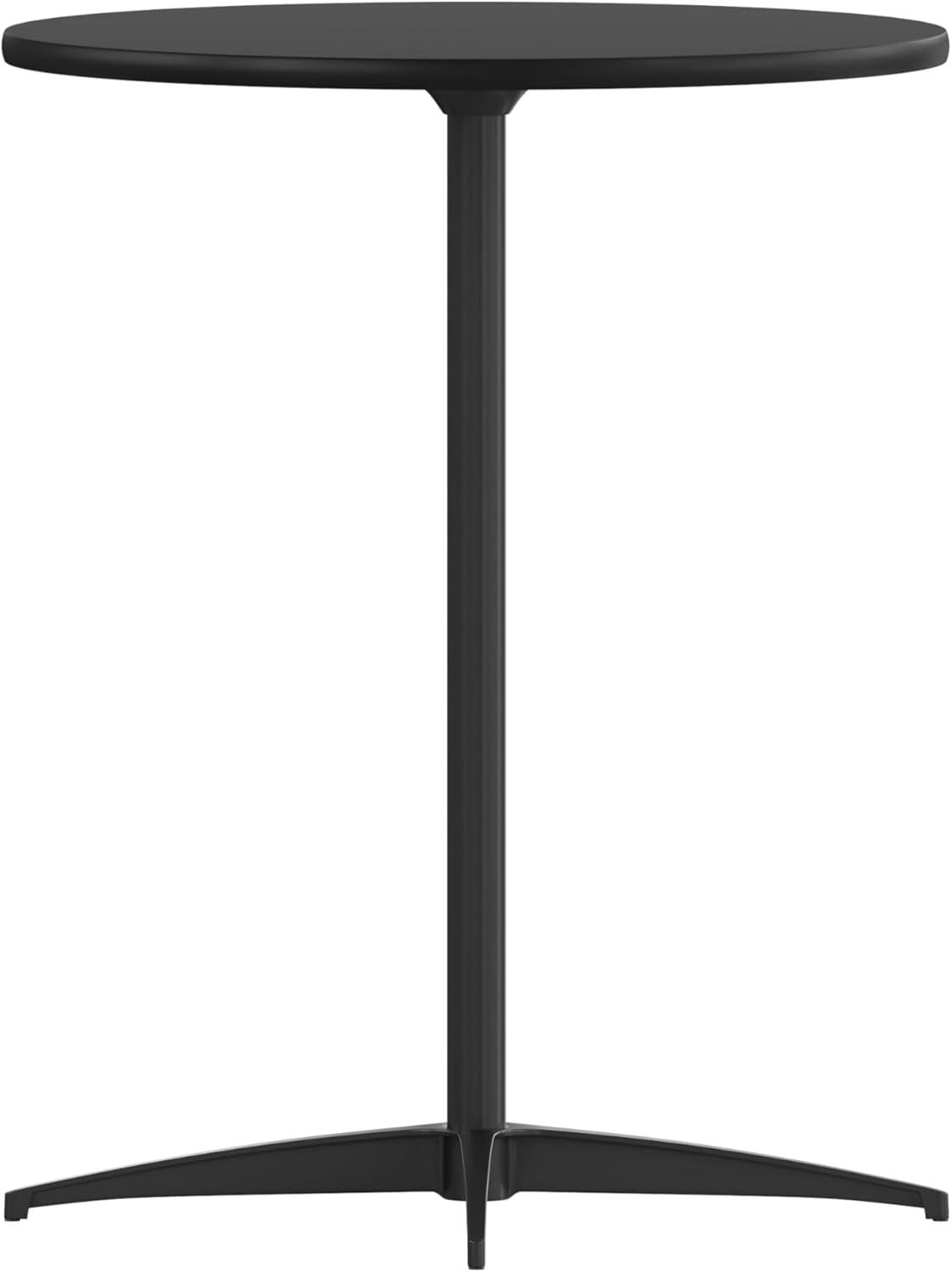 imageFlash Furniture Lars 36 Round Wood Cocktail Table with 30 and 42 Columns Wood Bar Height Table for Commercial or Residential Use NaturalBlack