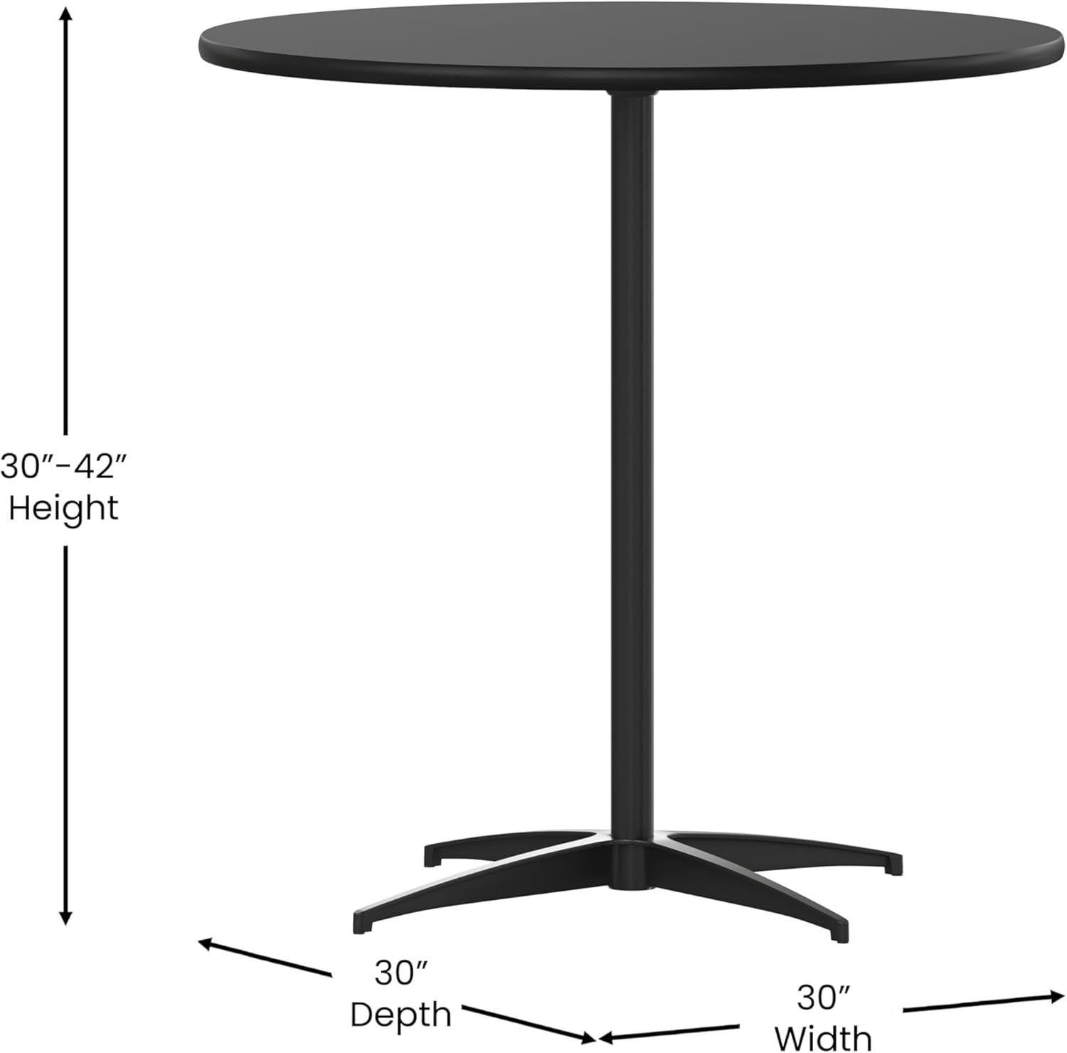 imageFlash Furniture Lars 36 Round Wood Cocktail Table with 30 and 42 Columns Wood Bar Height Table for Commercial or Residential Use NaturalBlack