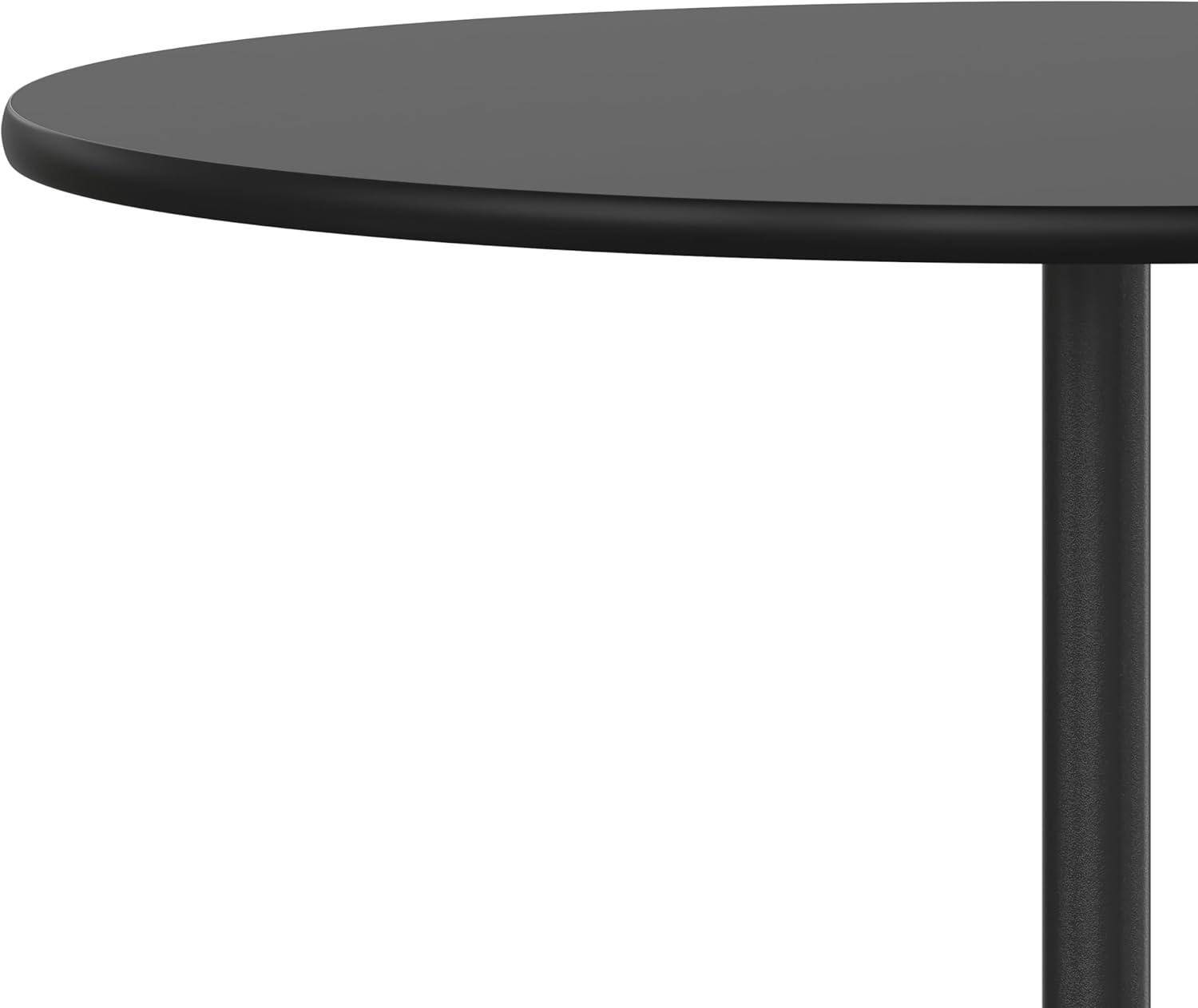 imageFlash Furniture Lars 36 Round Wood Cocktail Table with 30 and 42 Columns Wood Bar Height Table for Commercial or Residential Use NaturalBlack