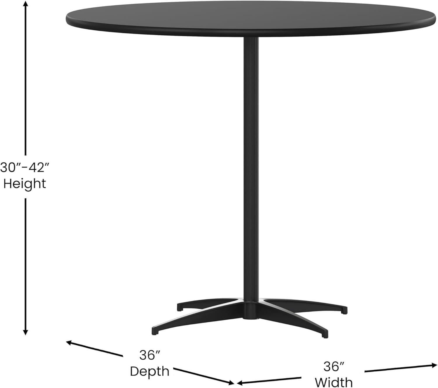 imageFlash Furniture Lars 36 Round Wood Cocktail Table with 30 and 42 Columns Wood Bar Height Table for Commercial or Residential Use NaturalBlack
